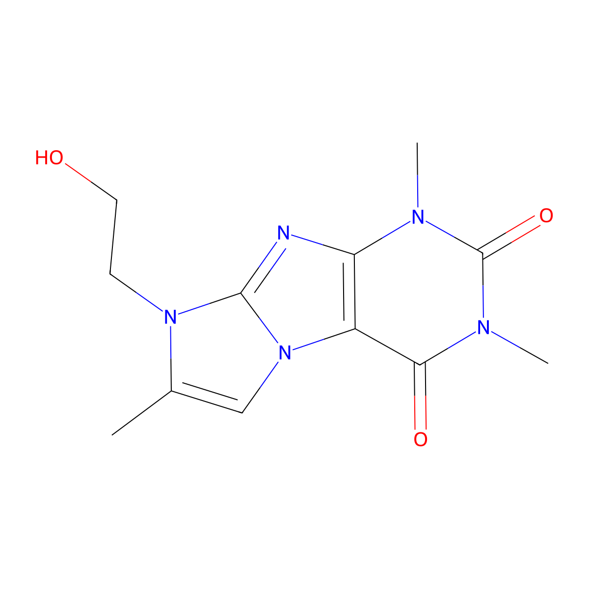 8-(2-hydroxyethyl)-1,3,7-trimethyl-1H-imidazo[2,1-f]purine-2,4(3H,8H)-dione molecular structure, CAS 23229-88-1
