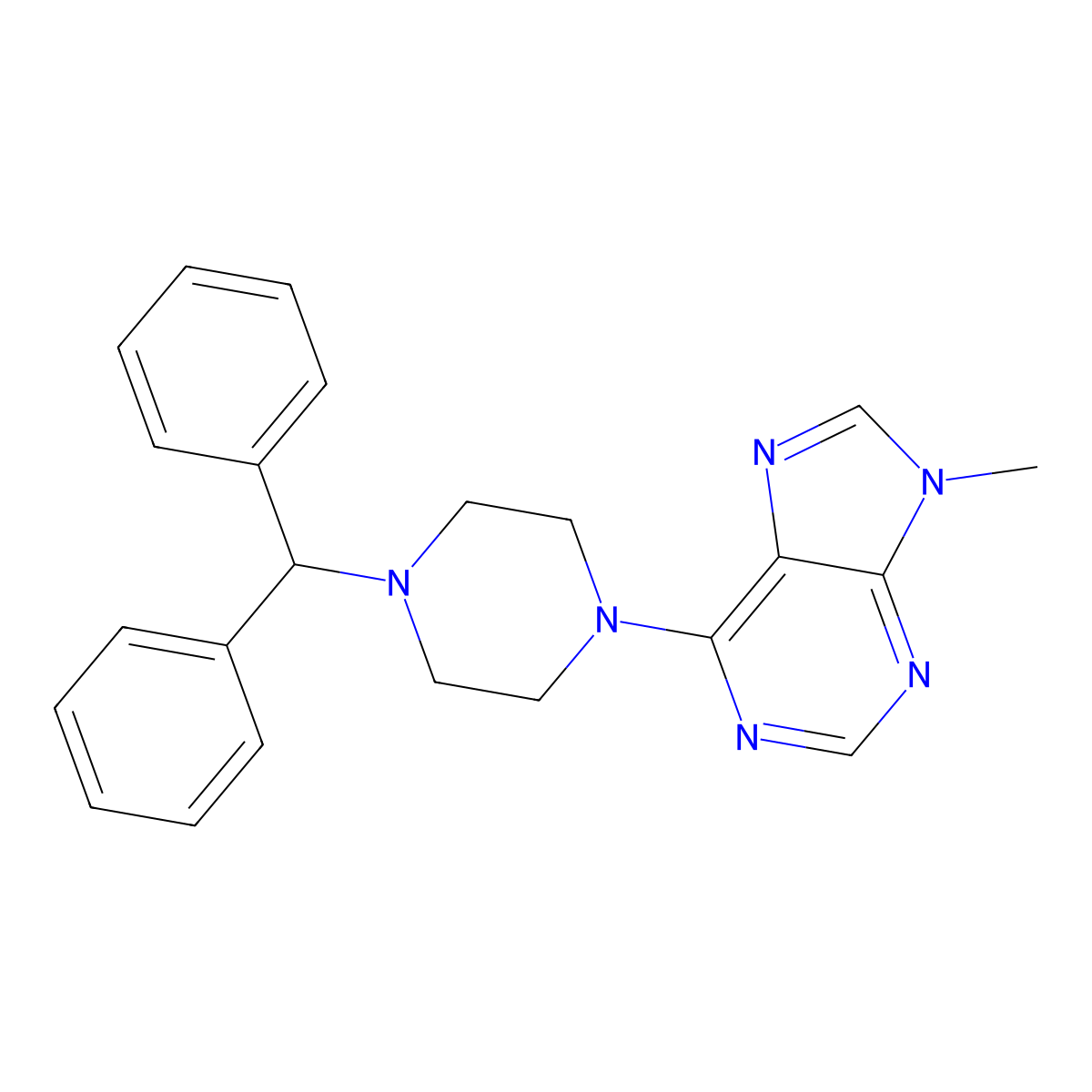 6-[4-(diphenylmethyl)piperazin-1-yl]-9-methyl-9H-purine molecular structure, CAS 2322906-63-6