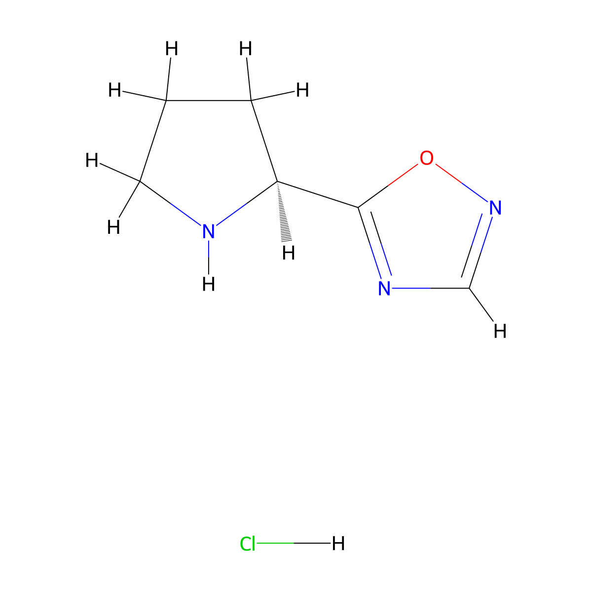 5-[(2S)-pyrrolidin-2-yl]-1,2,4-oxadiazolehydrochloride molecular structure, CAS 2322922-51-8