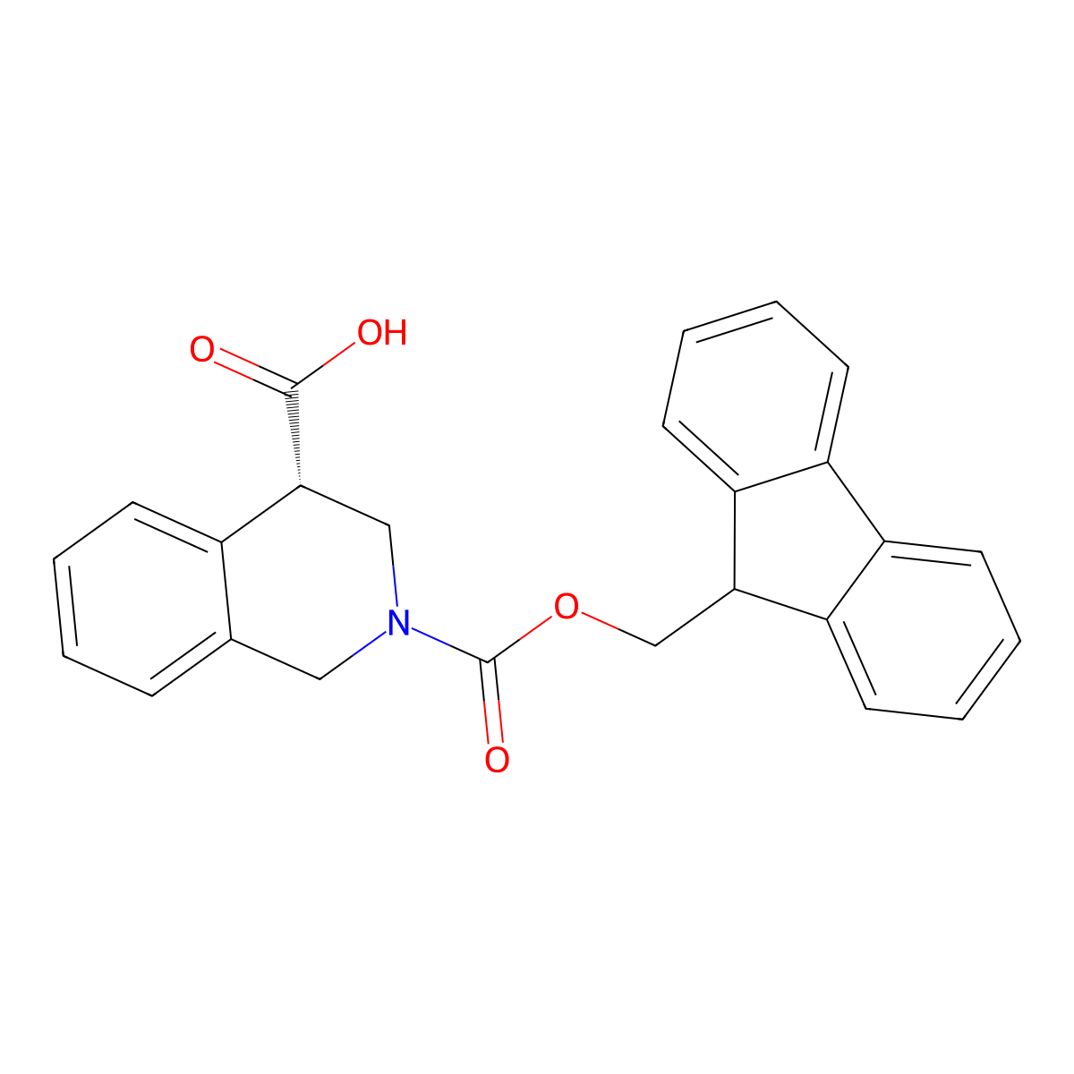 (S)-2-(((9H-fluoren-9-yl)methoxy)carbonyl)-1,2,3,4-tetrahydroisoquinoline-4-carboxylic acid molecular structure, CAS 2322924-83-2