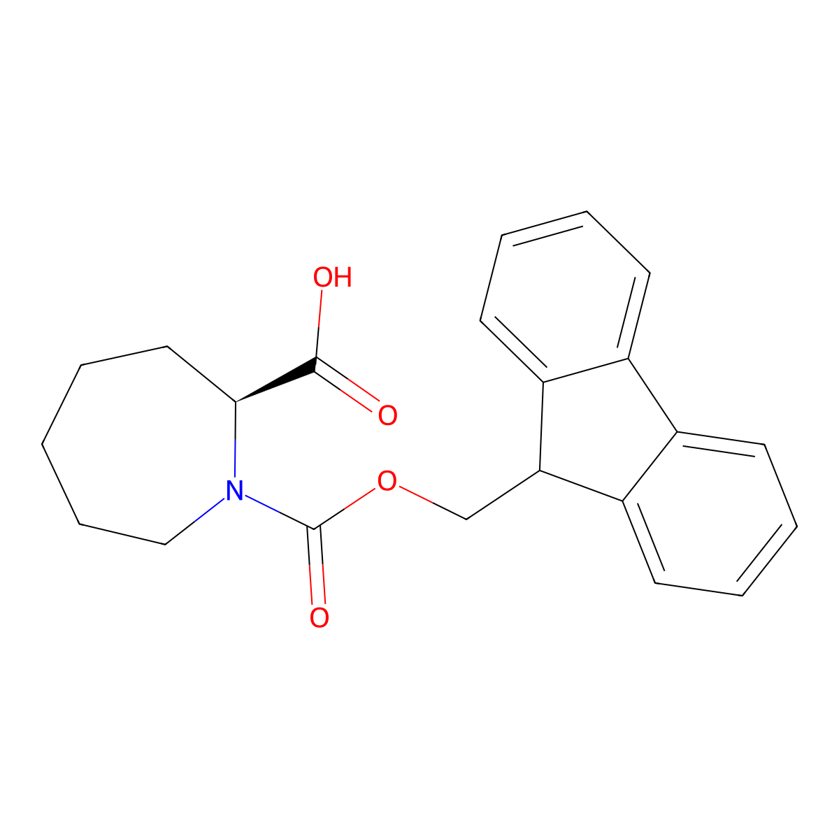 (2S)-1-(9H-fluoren-9-ylmethoxycarbonyl)azepane-2-carboxylic acid molecular structure, CAS 2322925-11-9