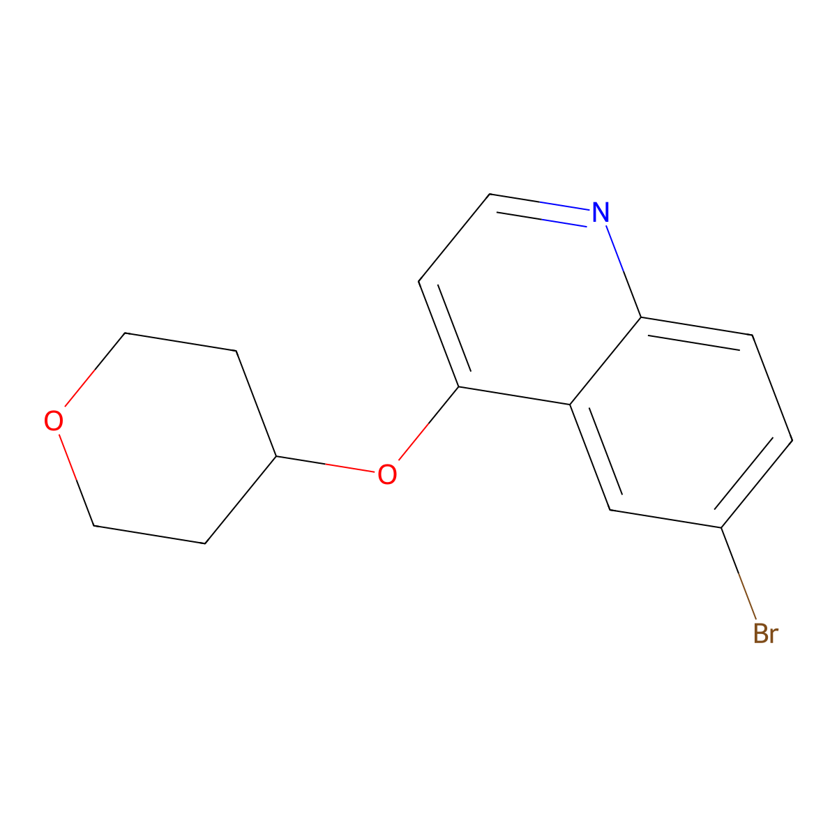 6-Bromo-4-[(tetrahydro-2H-pyran-4-YL)oxy]quinoline molecular structure, CAS 2322925-47-1