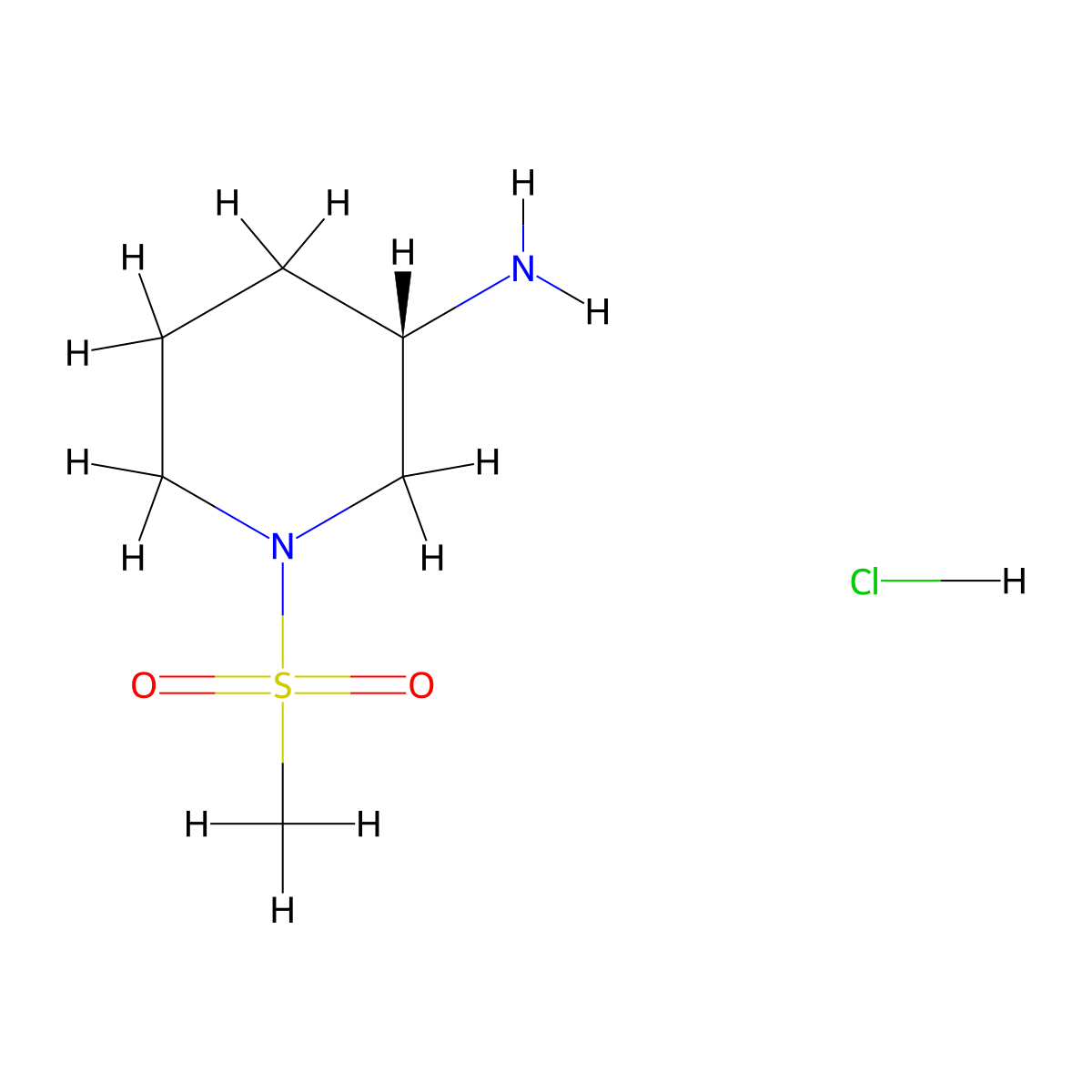 (3S)-1-methanesulfonylpiperidin-3-amine hydrochloride molecular structure, CAS 2322931-90-6