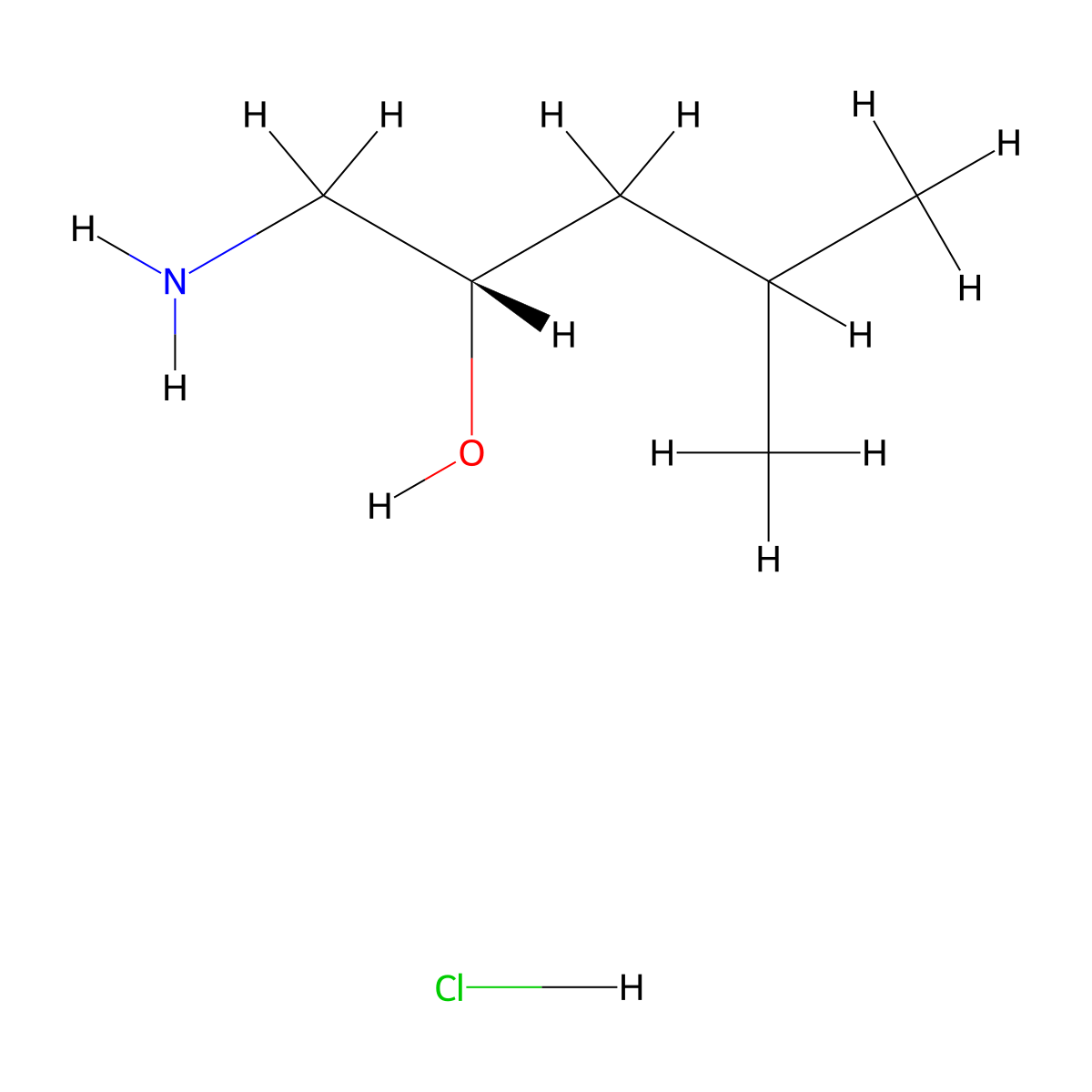 (2S)-1-amino-4-methylpentan-2-ol hydrochloride molecular structure, CAS 2322933-48-0