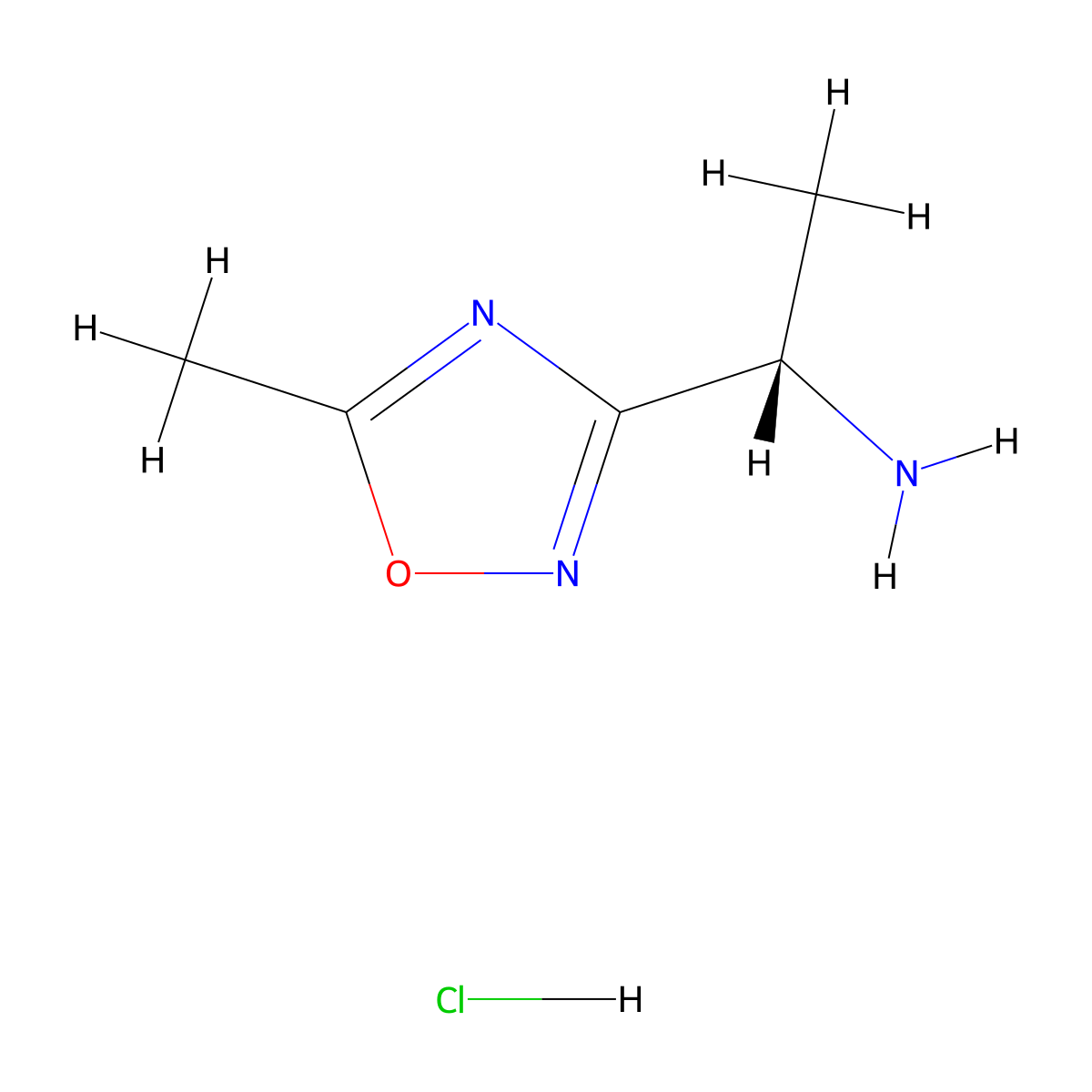 (S)-1-(5-Methyl-1,2,4-oxadiazol-3-YL)ethan-1-amine hcl molecular structure, CAS 2322934-36-9