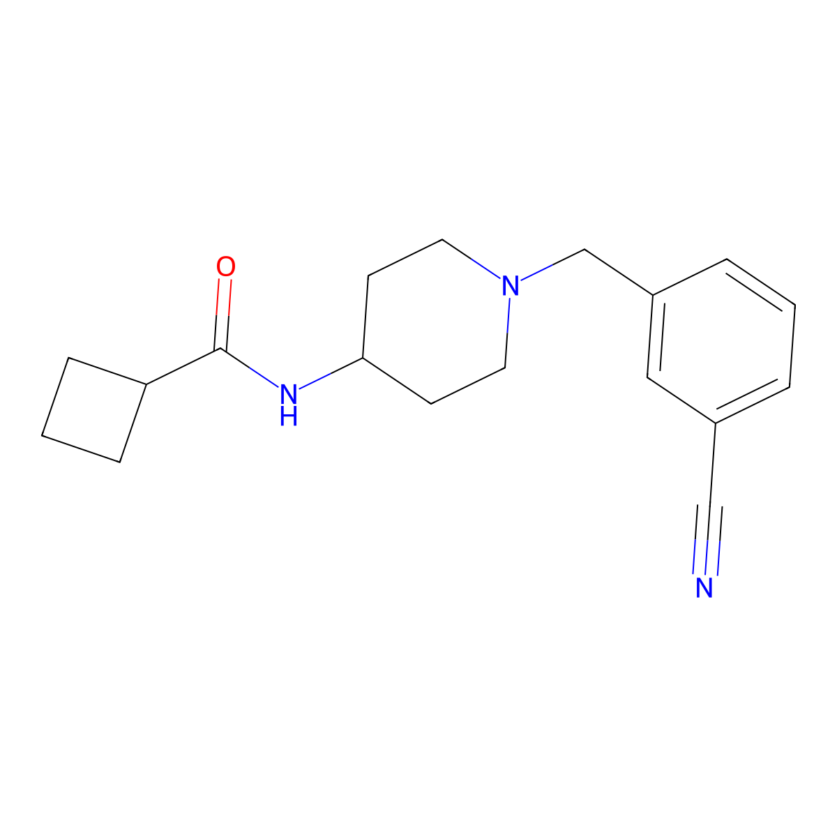 N-{1-[(3-cyanophenyl)methyl]piperidin-4-yl}cyclobutanecarboxamide molecular structure, CAS 2322944-06-7