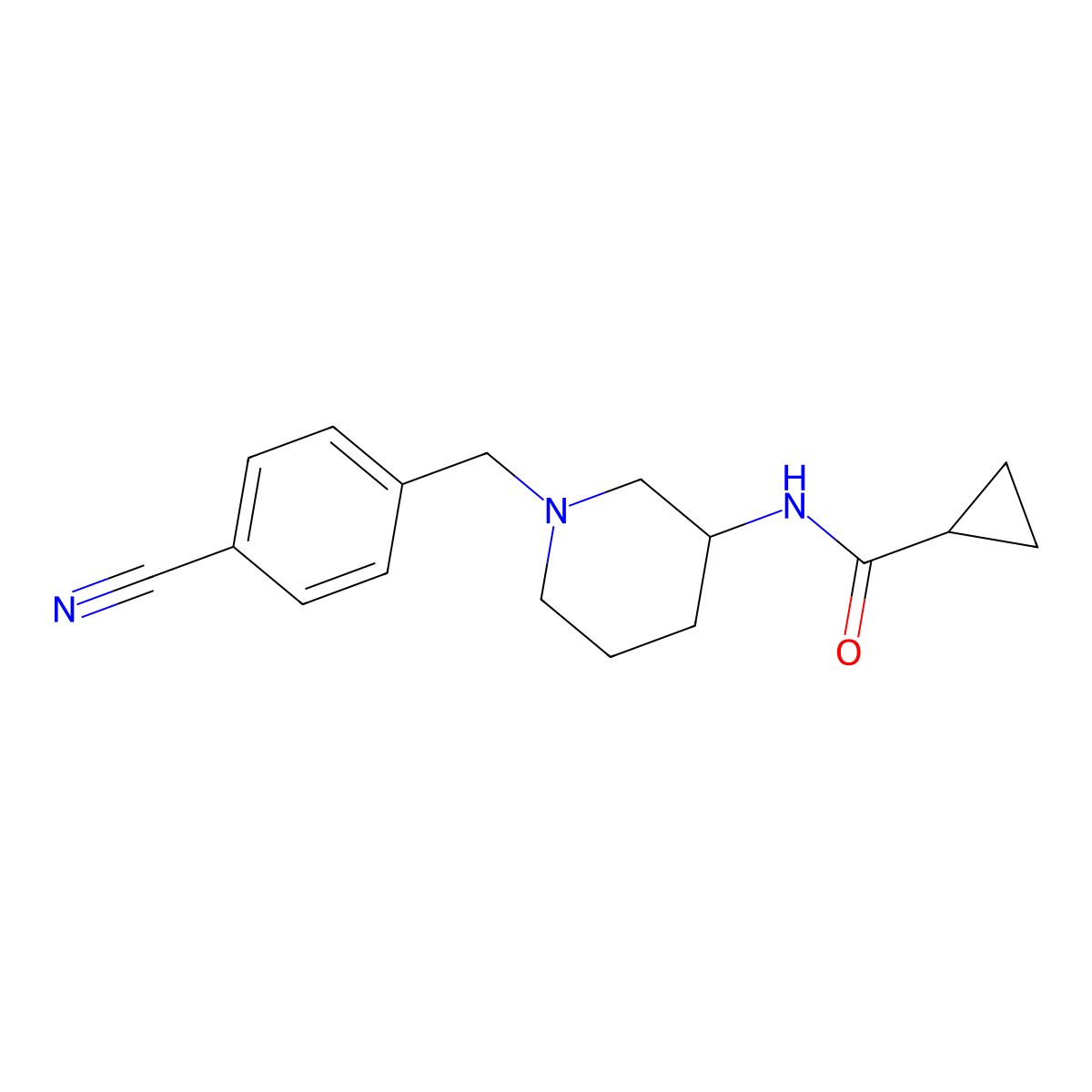 N-{1-[(4-cyanophenyl)methyl]piperidin-3-yl}cyclopropanecarboxamide molecular structure, CAS 2322951-01-7
