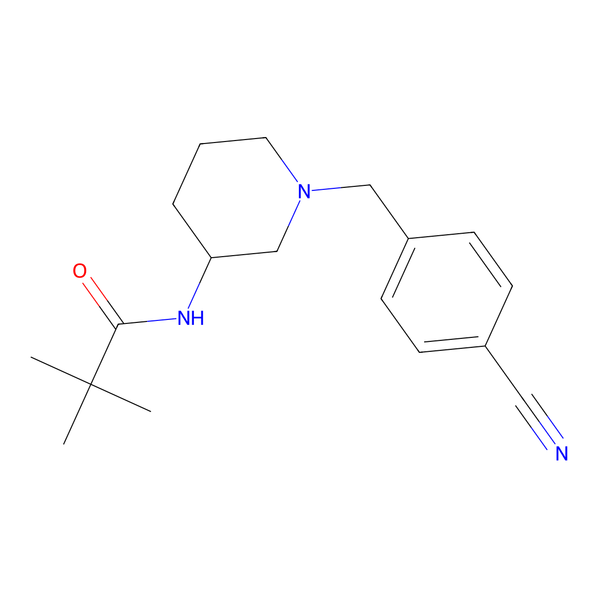 N-{1-[(4-cyanophenyl)methyl]piperidin-3-yl}-2,2-dimethylpropanamide molecular structure, CAS 2322962-45-6