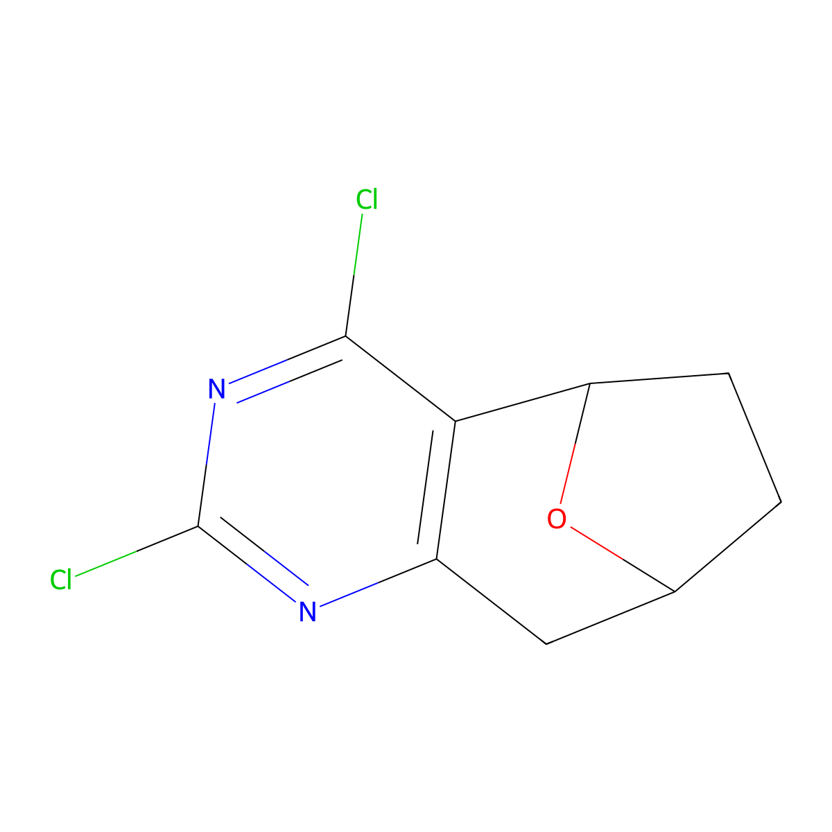 3,5-Dichloro-12-oxa-4,6-diazatricyclo[7.2.1.0,2,7]dodeca-2(7),3,5-triene molecular structure, CAS 2323028-12-0