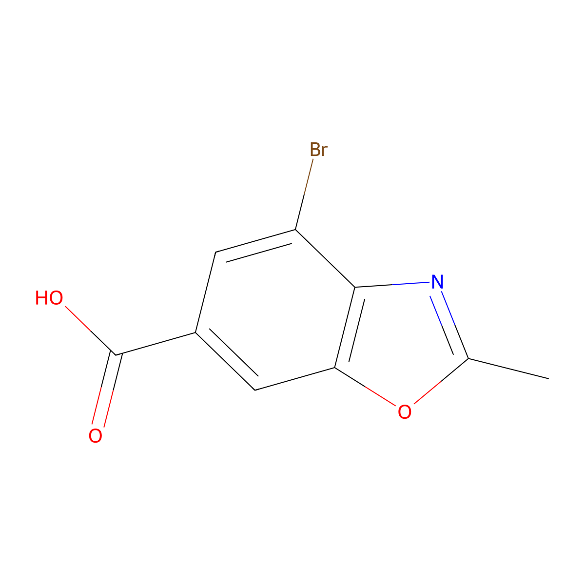 4-Bromo-2-methyl-1,3-benzoxazole-6-carboxylic acid molecular structure, CAS 2323028-70-0