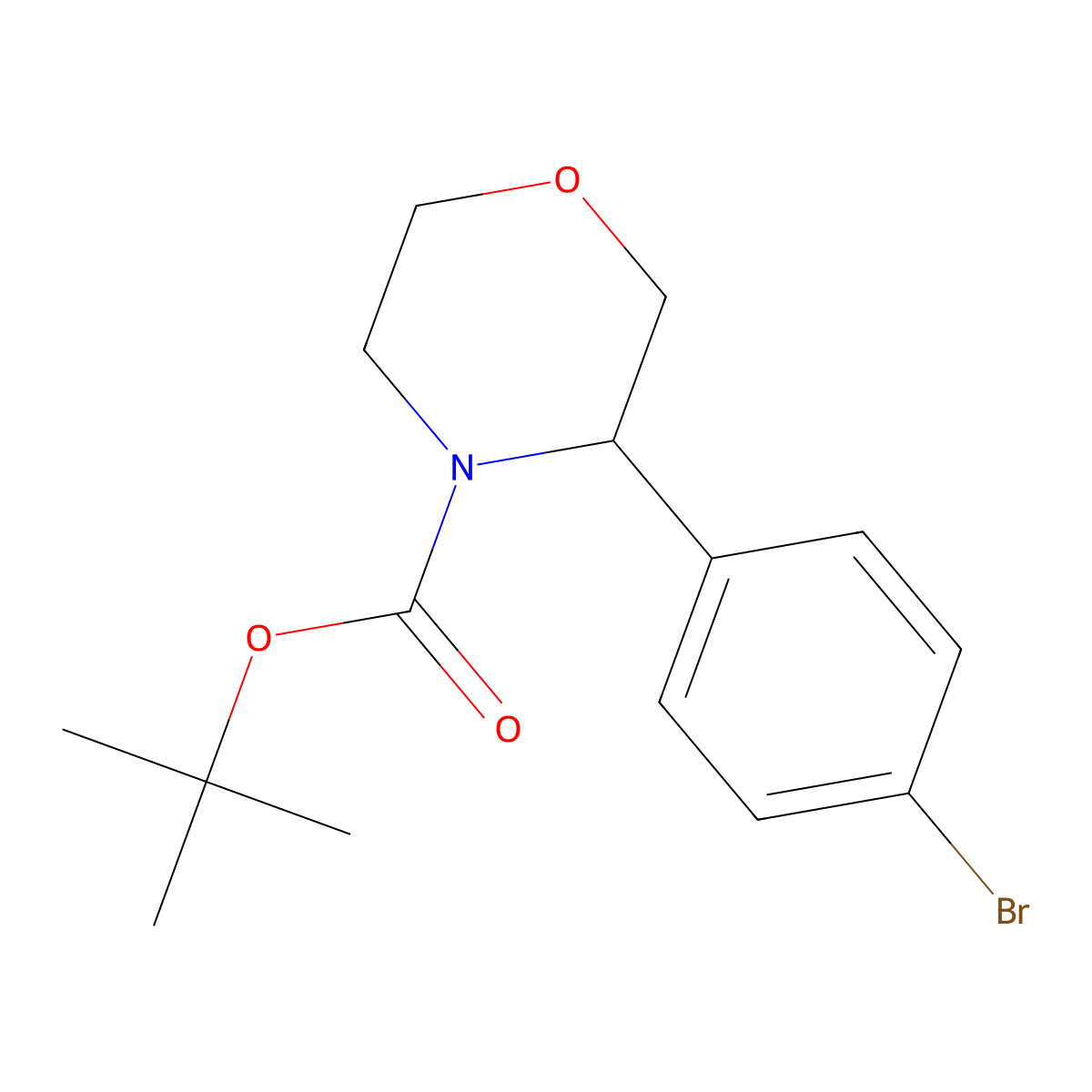 Tert-butyl 3-(4-bromophenyl)morpholine-4-carboxylate molecular structure, CAS 2323051-11-0