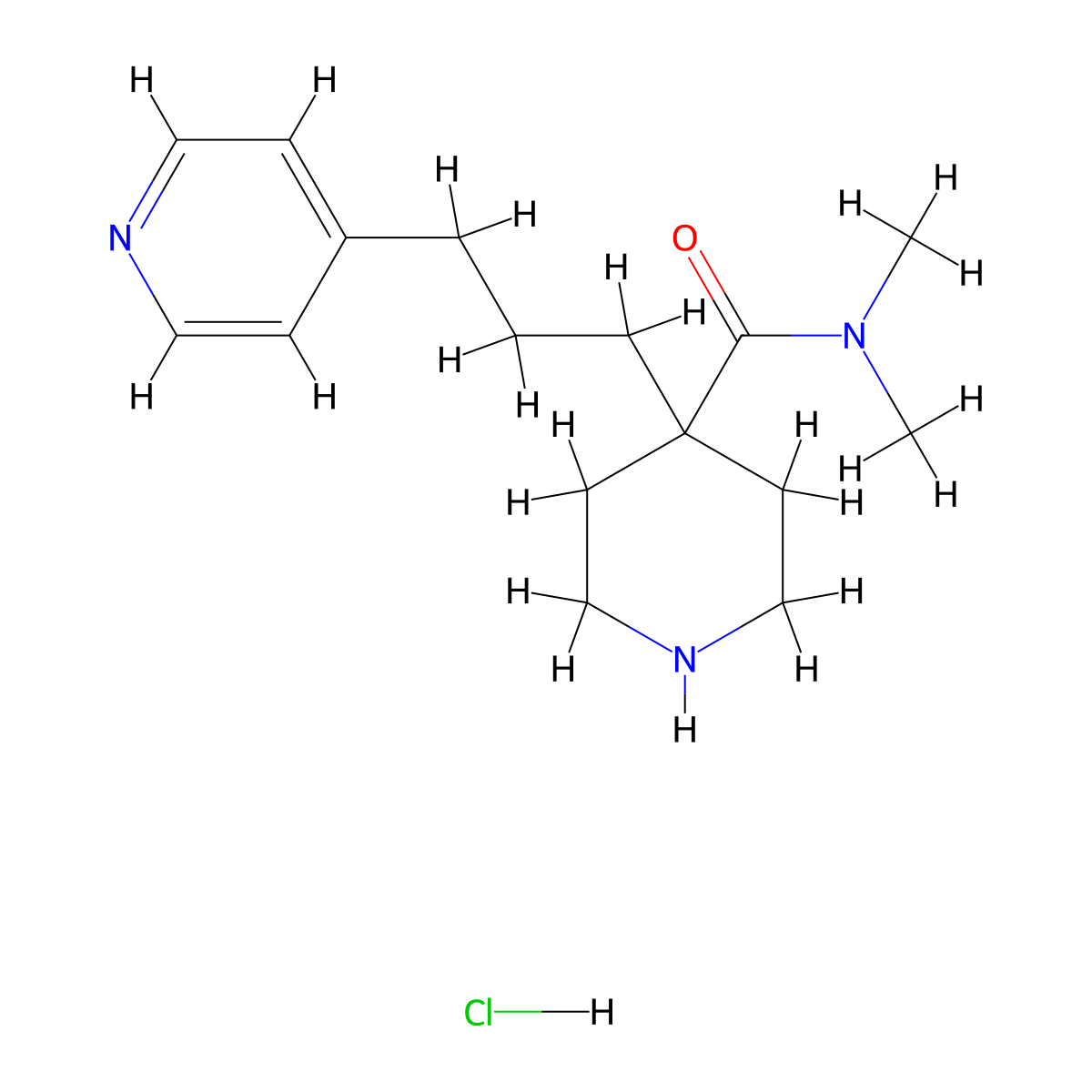 N,N-dimethyl-4-(3-pyridin-4-ylpropyl)piperidine-4-carboxamide dihydrochloride molecular structure, CAS 2323064-66-8