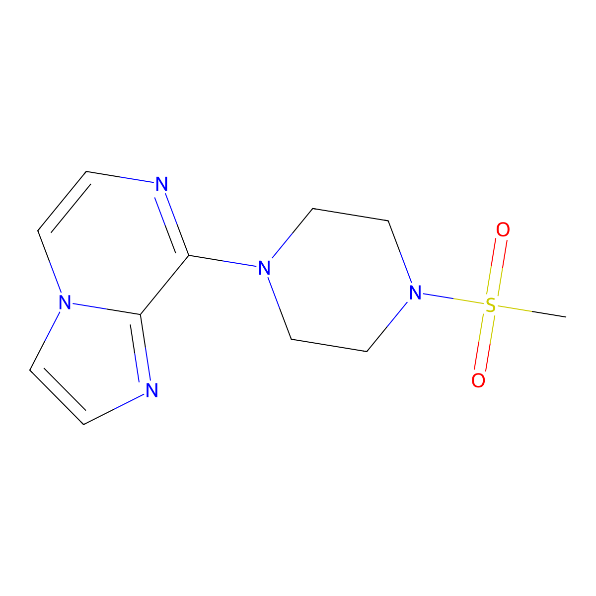1-{Imidazo[1,2-a]pyrazin-8-yl}-4-methanesulfonylpiperazine molecular structure, CAS 2323085-40-9