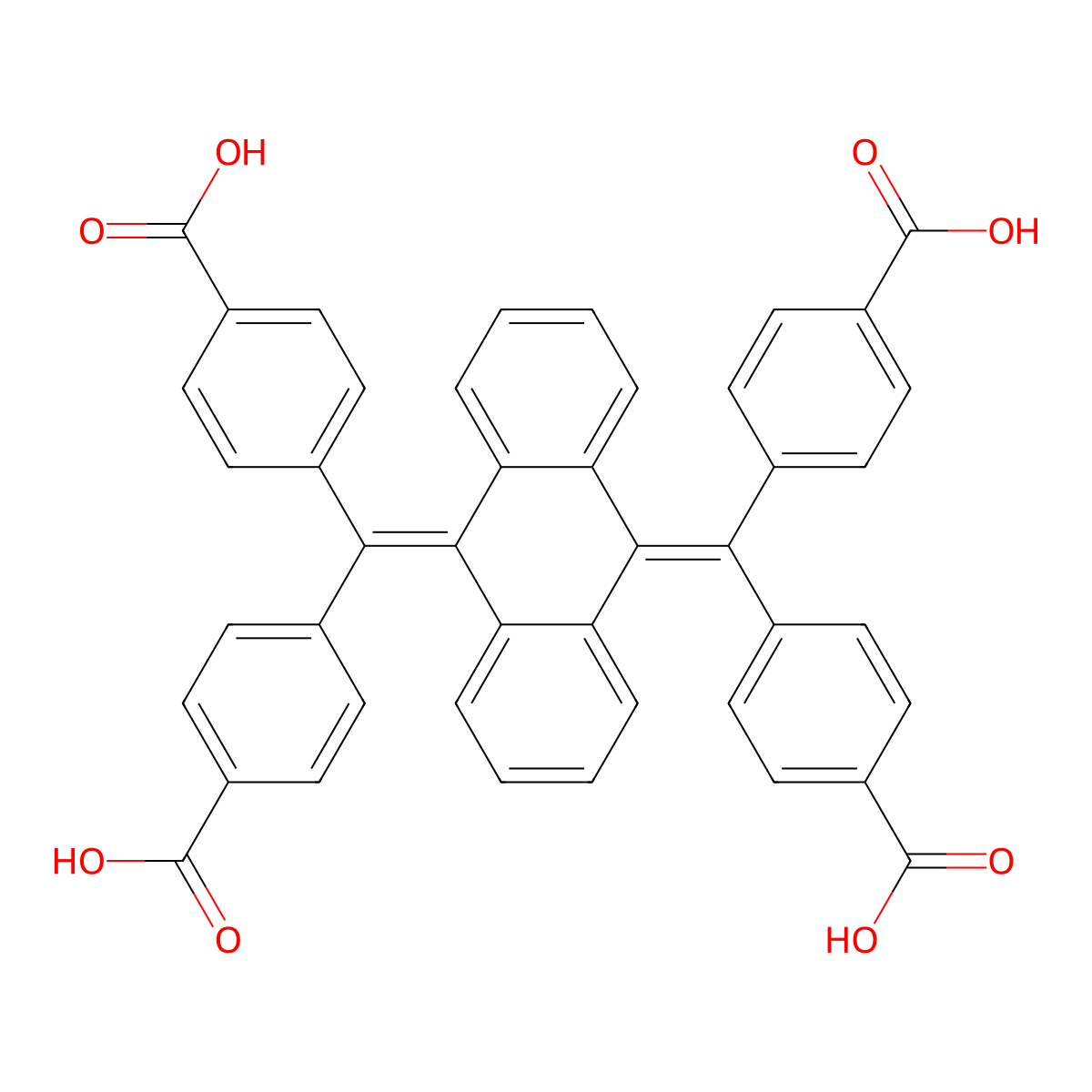 4,4',4'',4'''-(Anthracene-9,10-diylidenebis(methanediylylidene))tetrabenzoic acid molecular structure, CAS 2323115-88-2