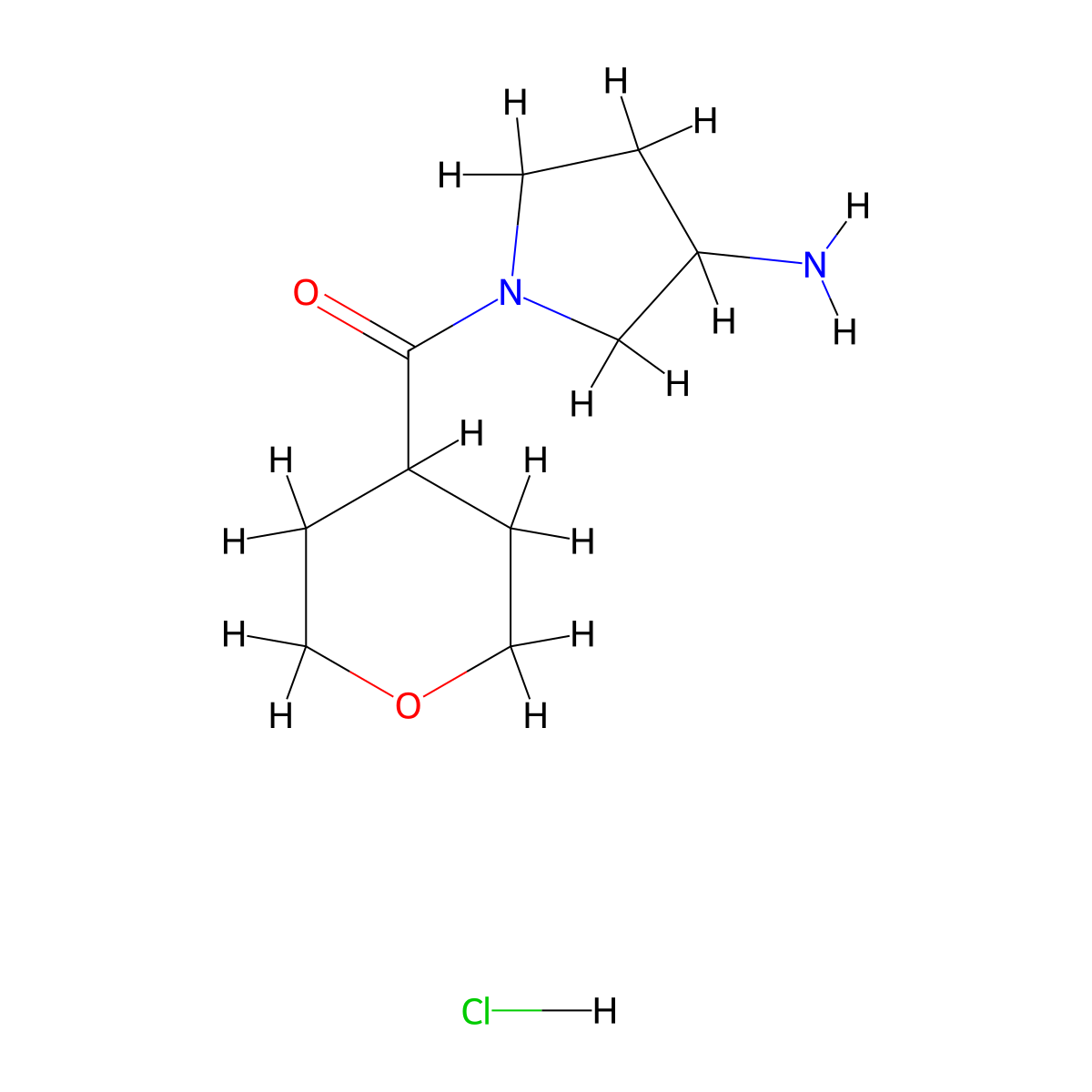 (3-Aminopyrrolidin-1-yl)-tetrahydropyran-4-yl-methanone;hydrochloride molecular structure, CAS 2323359-59-5