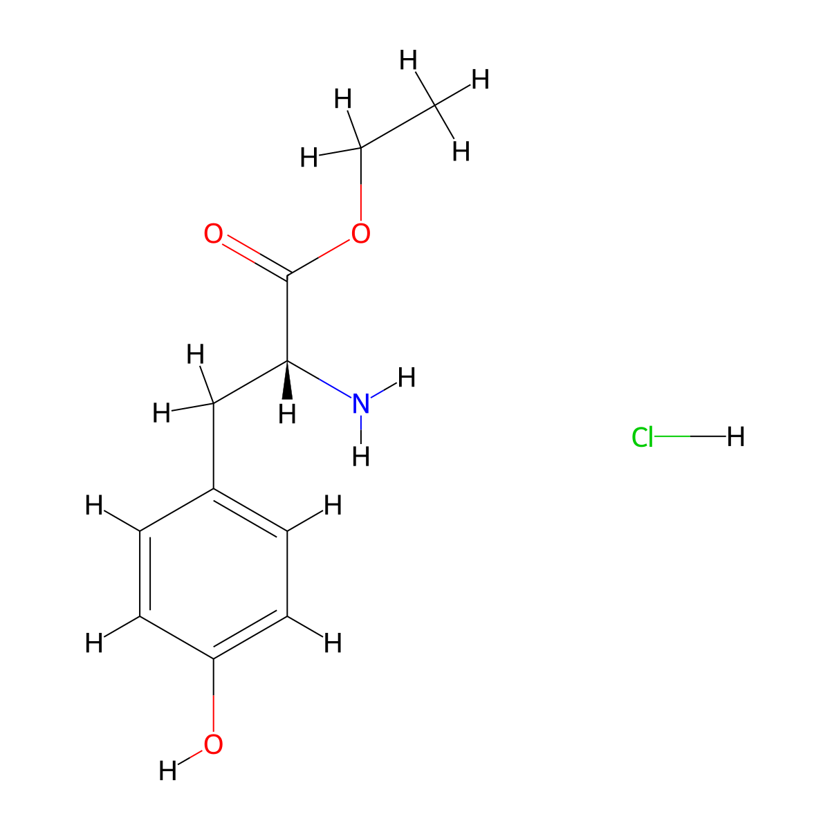 D-Tyrosine ethyl ester hydrochloride molecular structure, CAS 23234-43-7