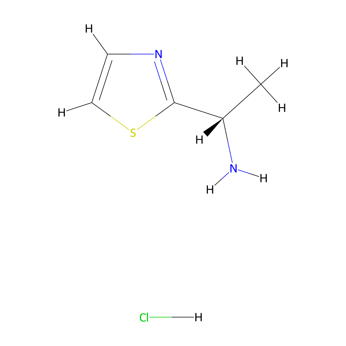 (S)-1-(thiazol-2-yl)ethanamine hydrochloride molecular structure, CAS 2323582-65-4