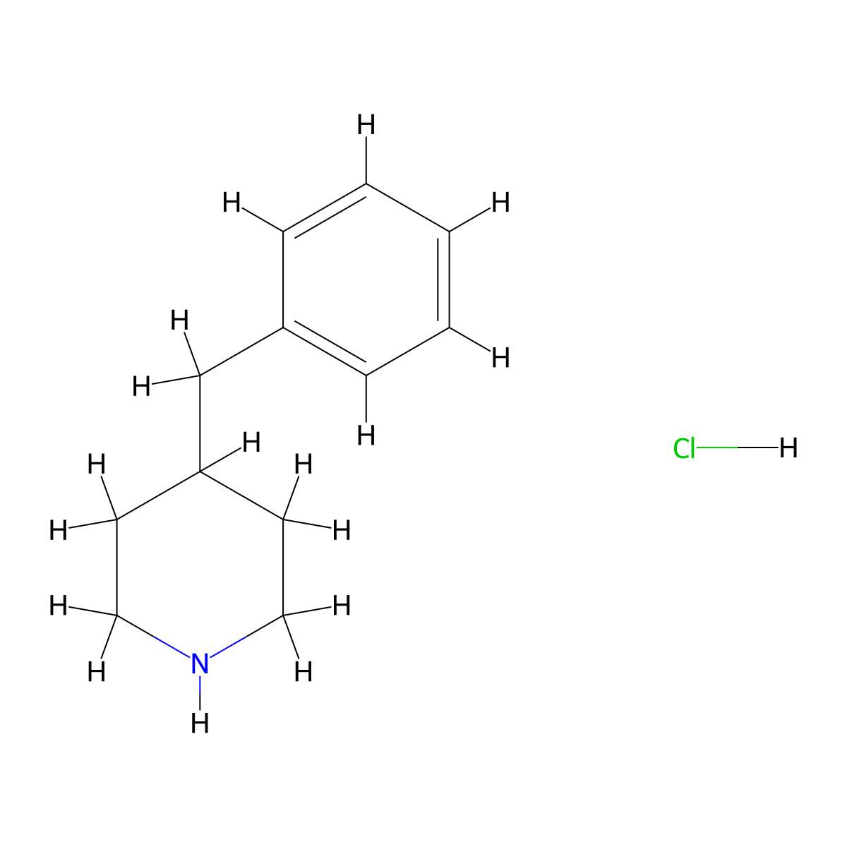 Piperidine, 4-(phenylmethyl)-, hydrochloride (1:1) molecular structure, CAS 23239-75-0