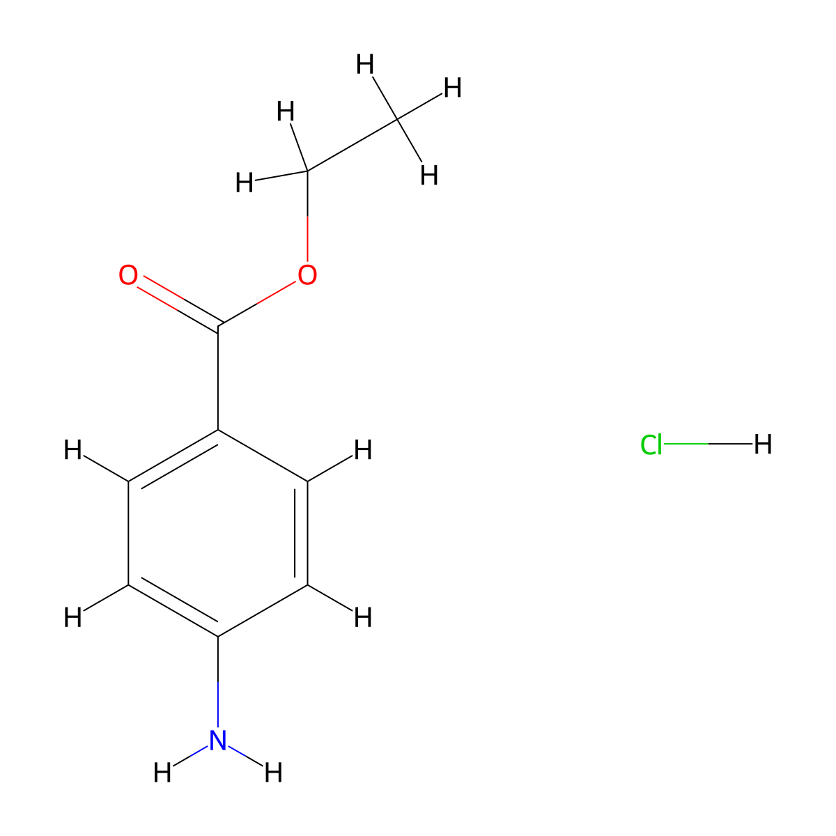 Benzocaine Hydrochloride molecular structure, CAS 23239-88-5