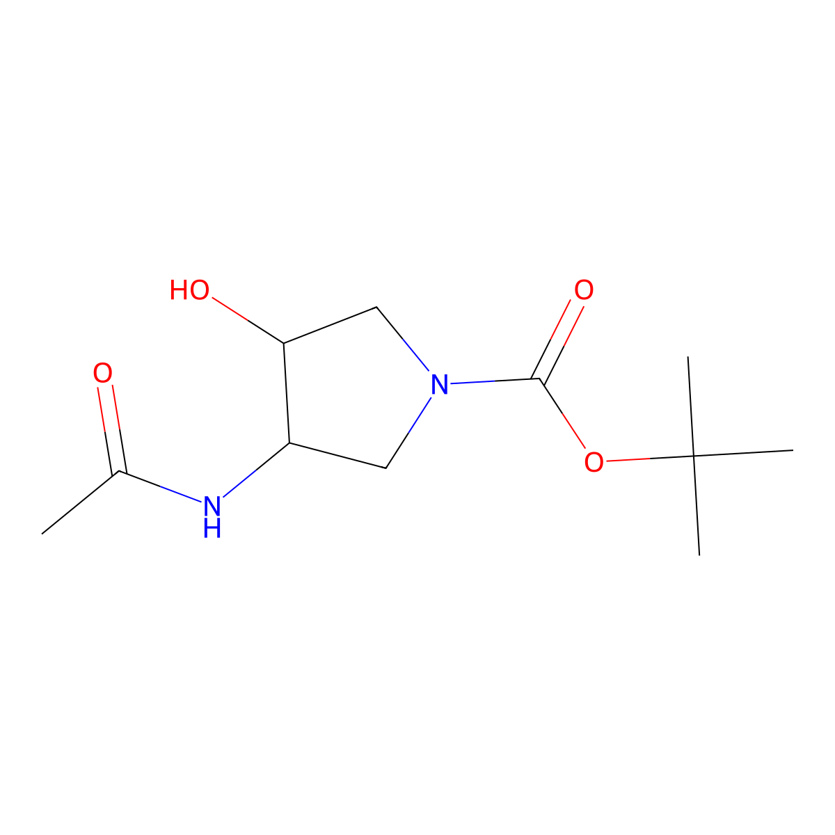 rac-tert-butyl (3R,4S)-3-acetamido-4-hydroxypyrrolidine-1-carboxylate molecular structure, CAS 2324019-91-0