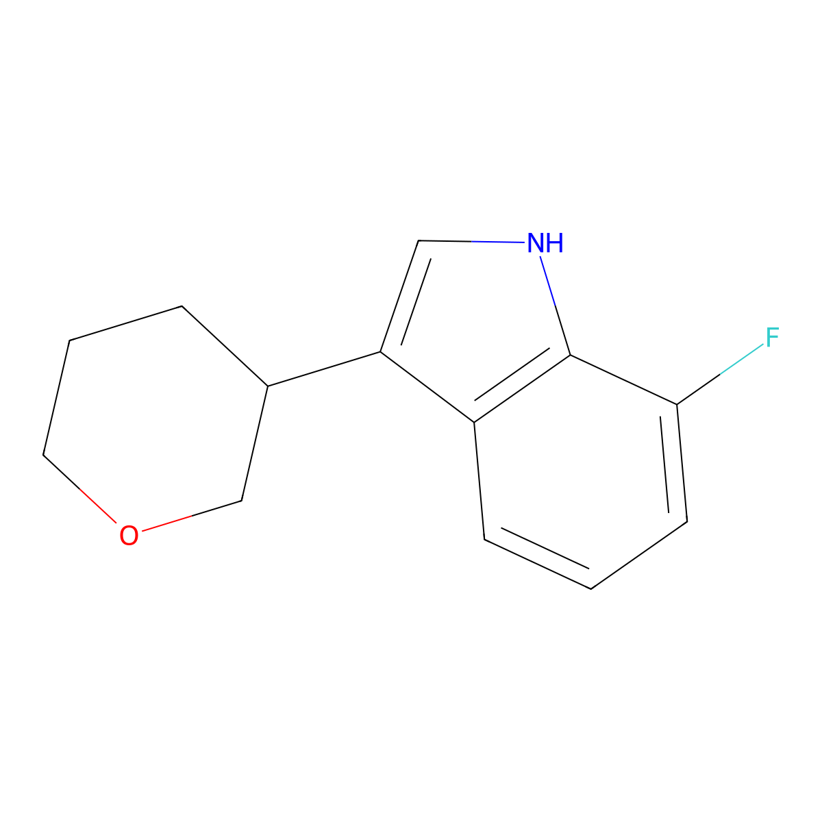 7-Fluoro-3-(tetrahydro-2H-pyran-3-yl)-1H-indole molecular structure, CAS 2324068-24-6