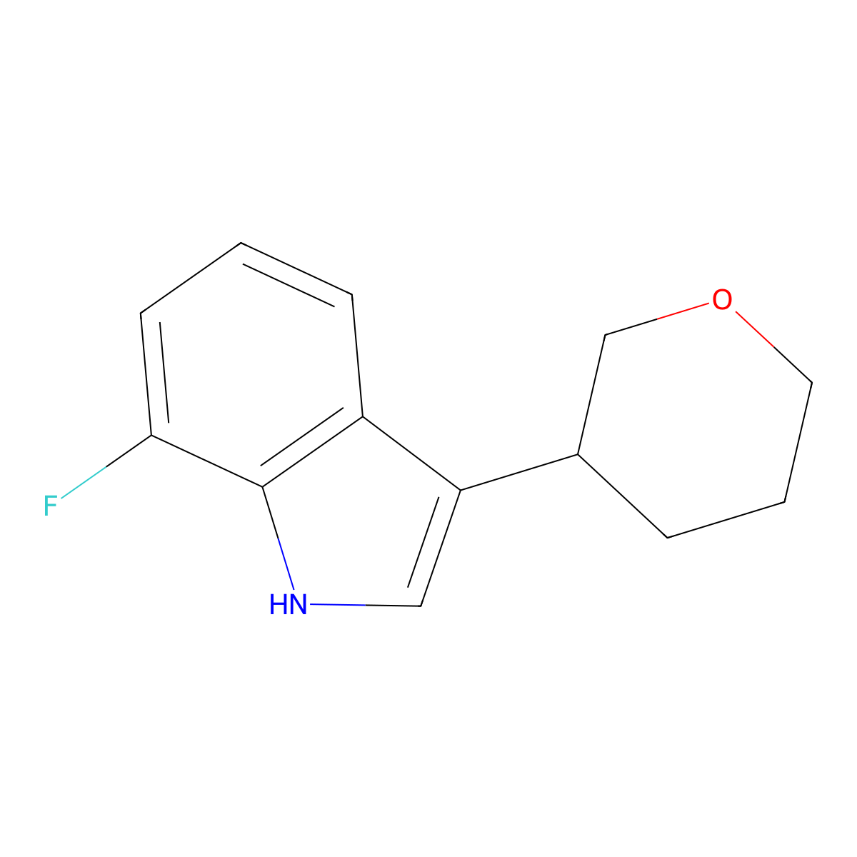 7-Fluoro-3-(tetrahydro-2H-pyran-3-yl)-1H-indole molecular structure, CAS 2324068-24-6