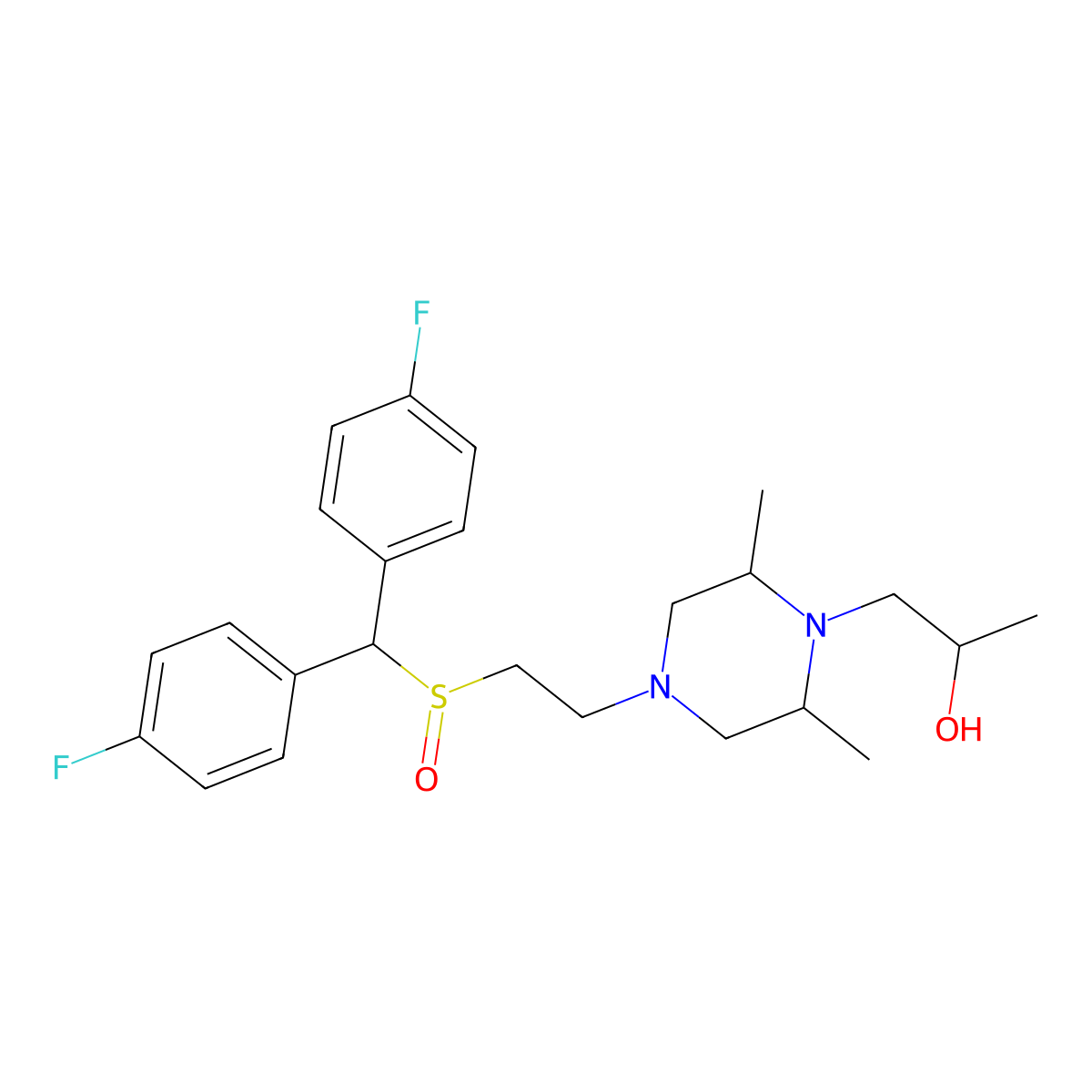 1-[(2S,6R)-4-[2-[bis(4-fluorophenyl)methylsulfinyl]ethyl]-2,6-dimethylpiperazin-1-yl]propan-2-ol molecular structure, CAS 2324109-06-8