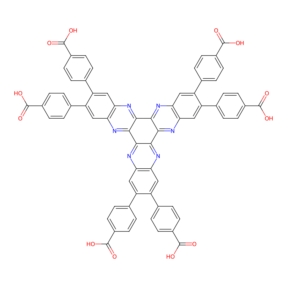 4,4',4'',4''',4'''',4'''''-(Diquinoxalino[2,3-a:2',3'-c]phenazine-2,3,8,9,14,15-hexayl)hexabenzoic acid molecular structure, CAS 2324131-31-7