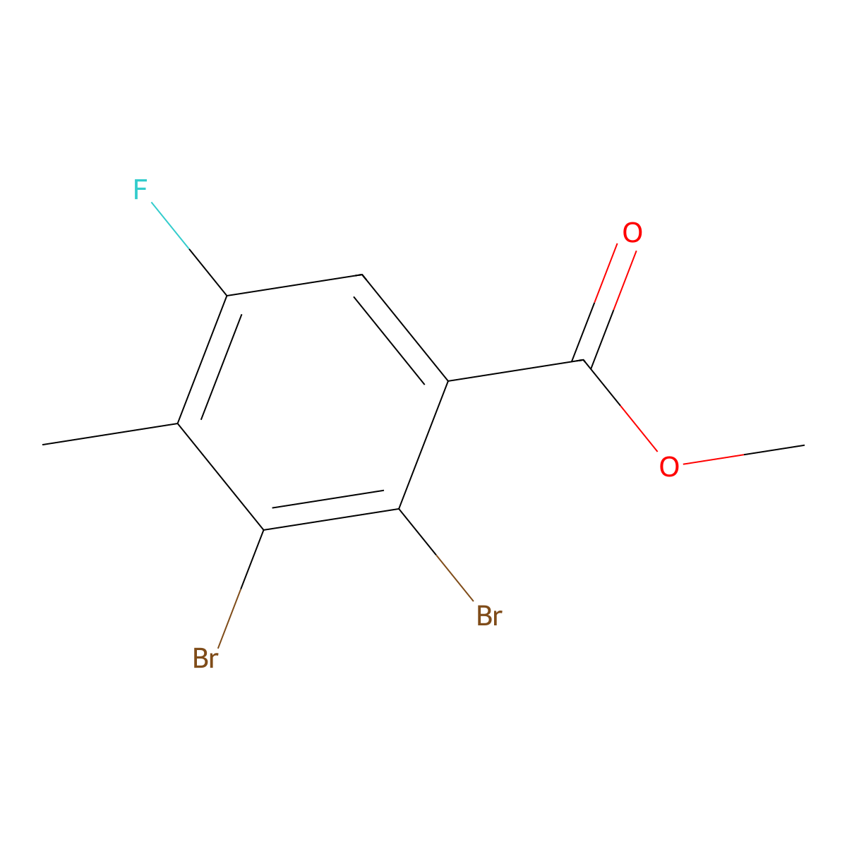 Methyl 2,3-dibromo-5-fluoro-4-methylbenzoate molecular structure, CAS 2324177-95-7