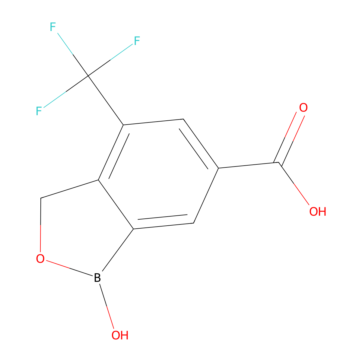 1-Hydroxy-4-(trifluoromethyl)-1,3-dihydrobenzo[c][1,2]oxaborole-6-carboxylic acid molecular structure, CAS 2324179-17-9