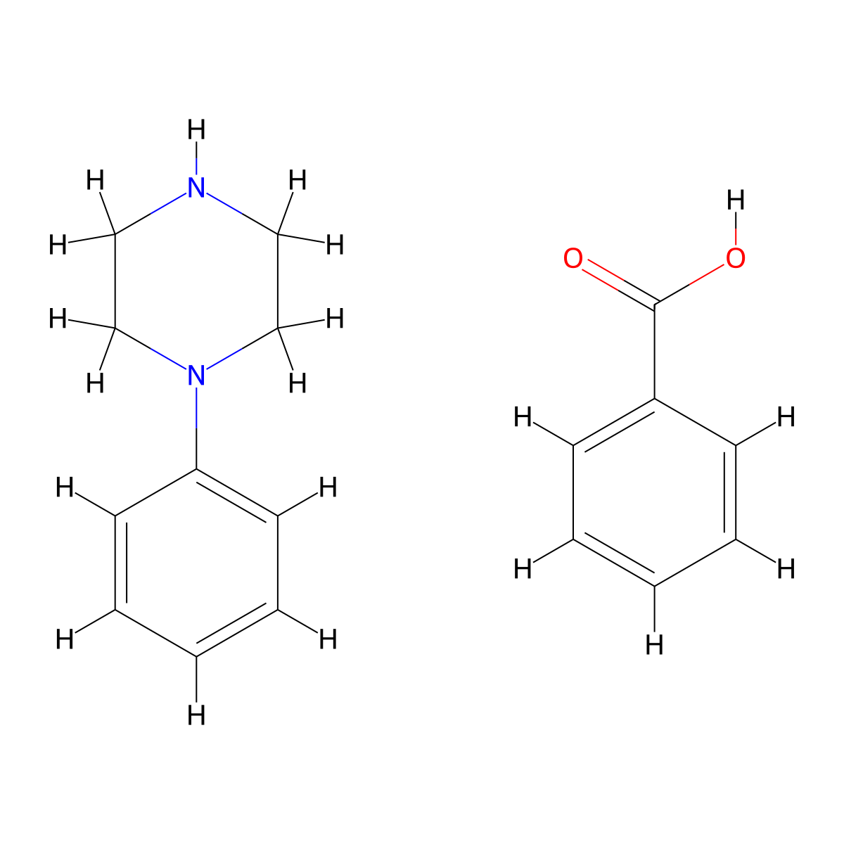 1-Phenylpiperazine benzoate(1:1) molecular structure, CAS 23245-25-2