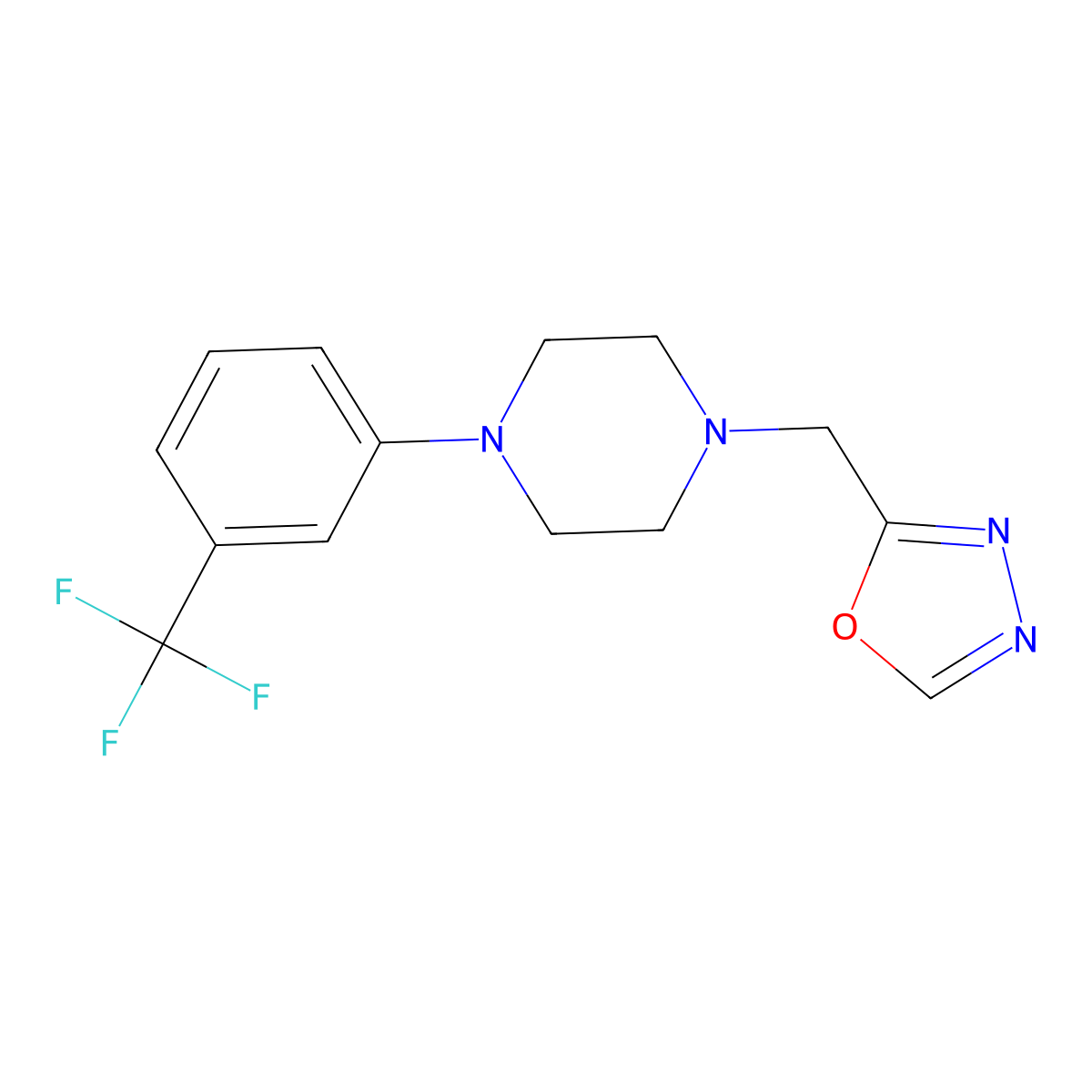 1-[(1,3,4-Oxadiazol-2-yl)methyl]-4-[3-(trifluoromethyl)phenyl]piperazine molecular structure, CAS 2324574-46-9