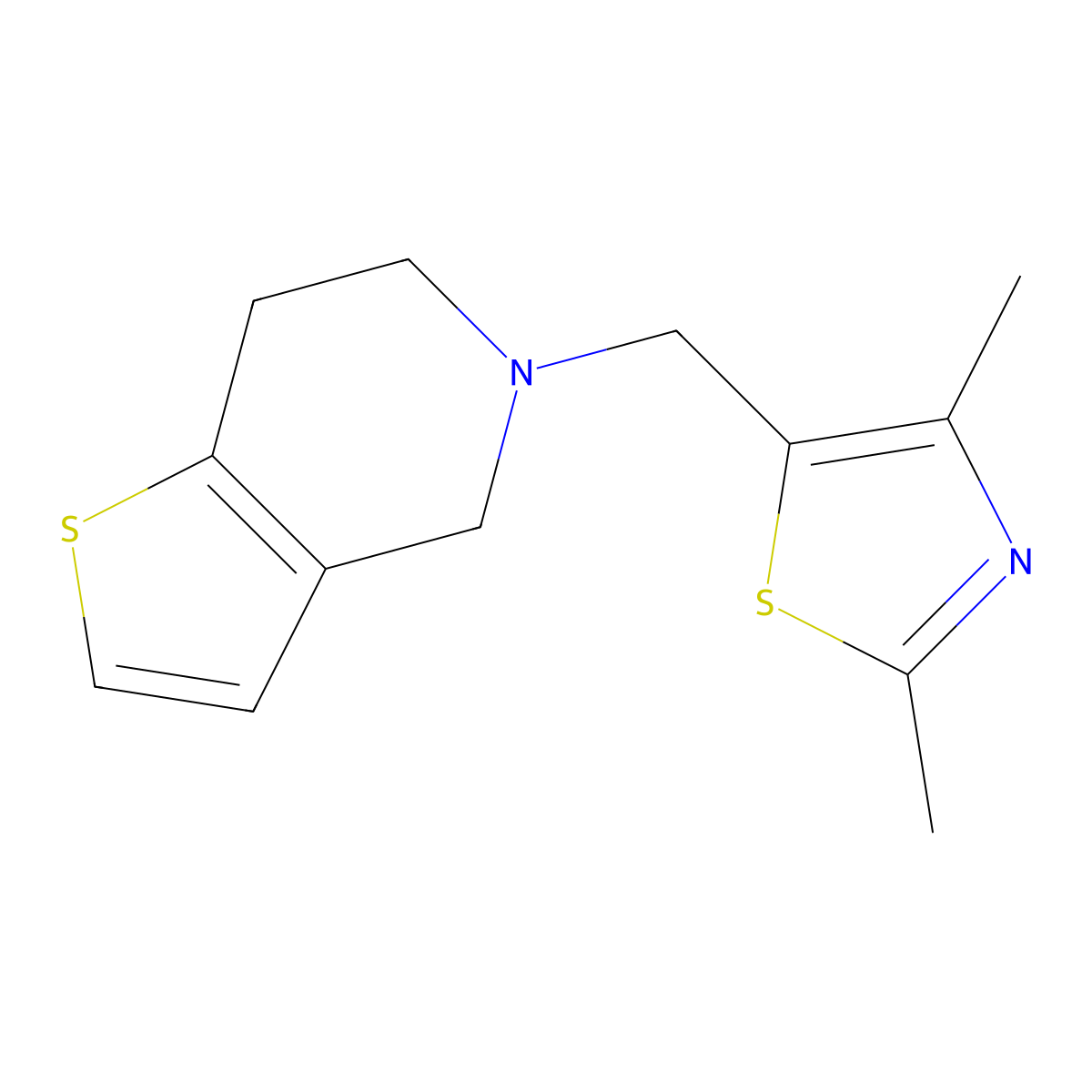 2,4-dimethyl-5-({4H,5H,6H,7H-thieno[3,2-c]pyridin-5-yl}methyl)-1,3-thiazole molecular structure, CAS 2324575-56-4