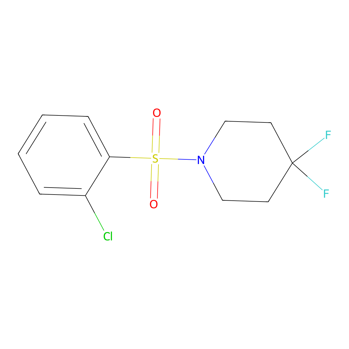 1-(2-Chlorobenzenesulfonyl)-4,4-difluoropiperidine molecular structure, CAS 2324579-05-5