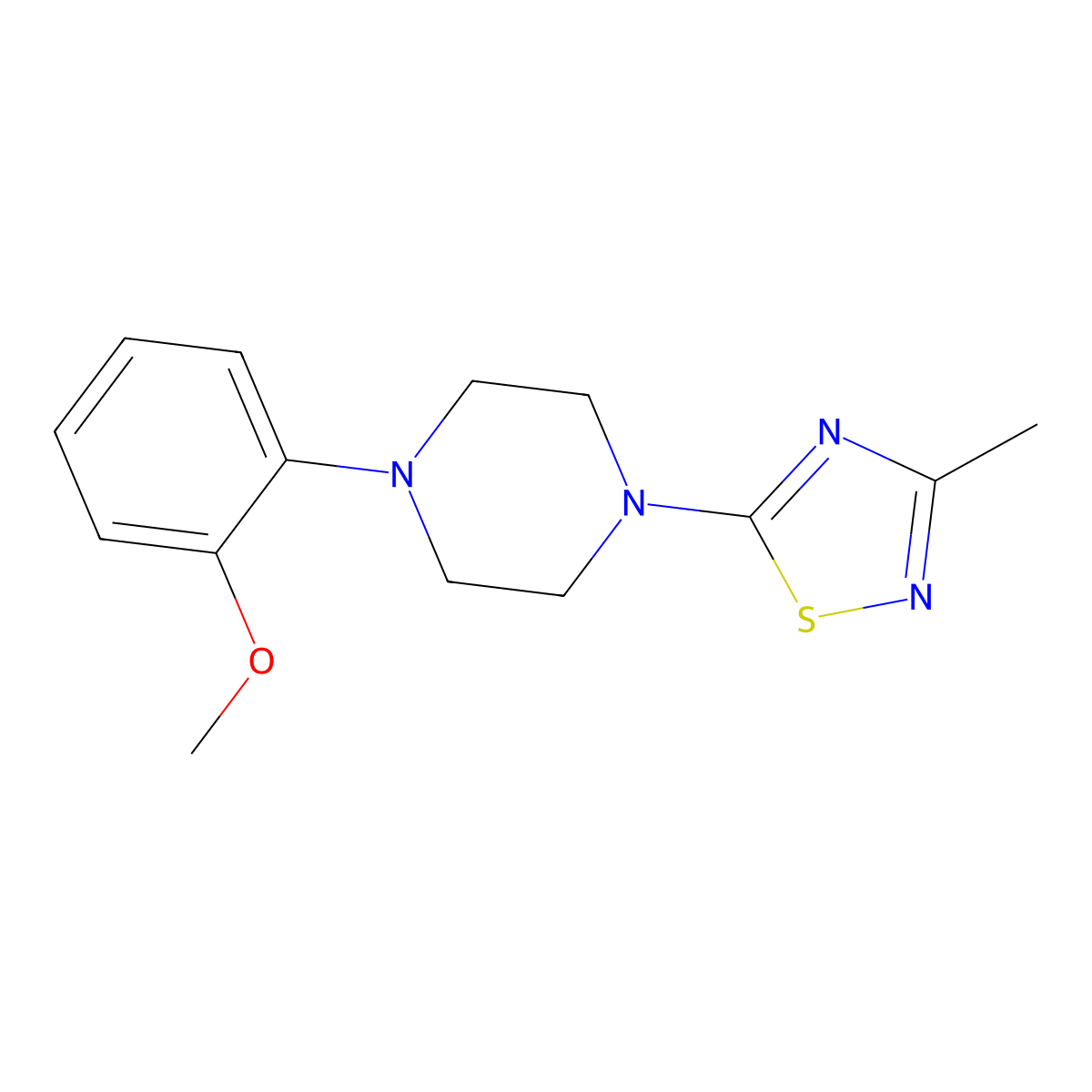 1-(2-Methoxyphenyl)-4-(3-methyl-1,2,4-thiadiazol-5-yl)piperazine molecular structure, CAS 2324586-63-0