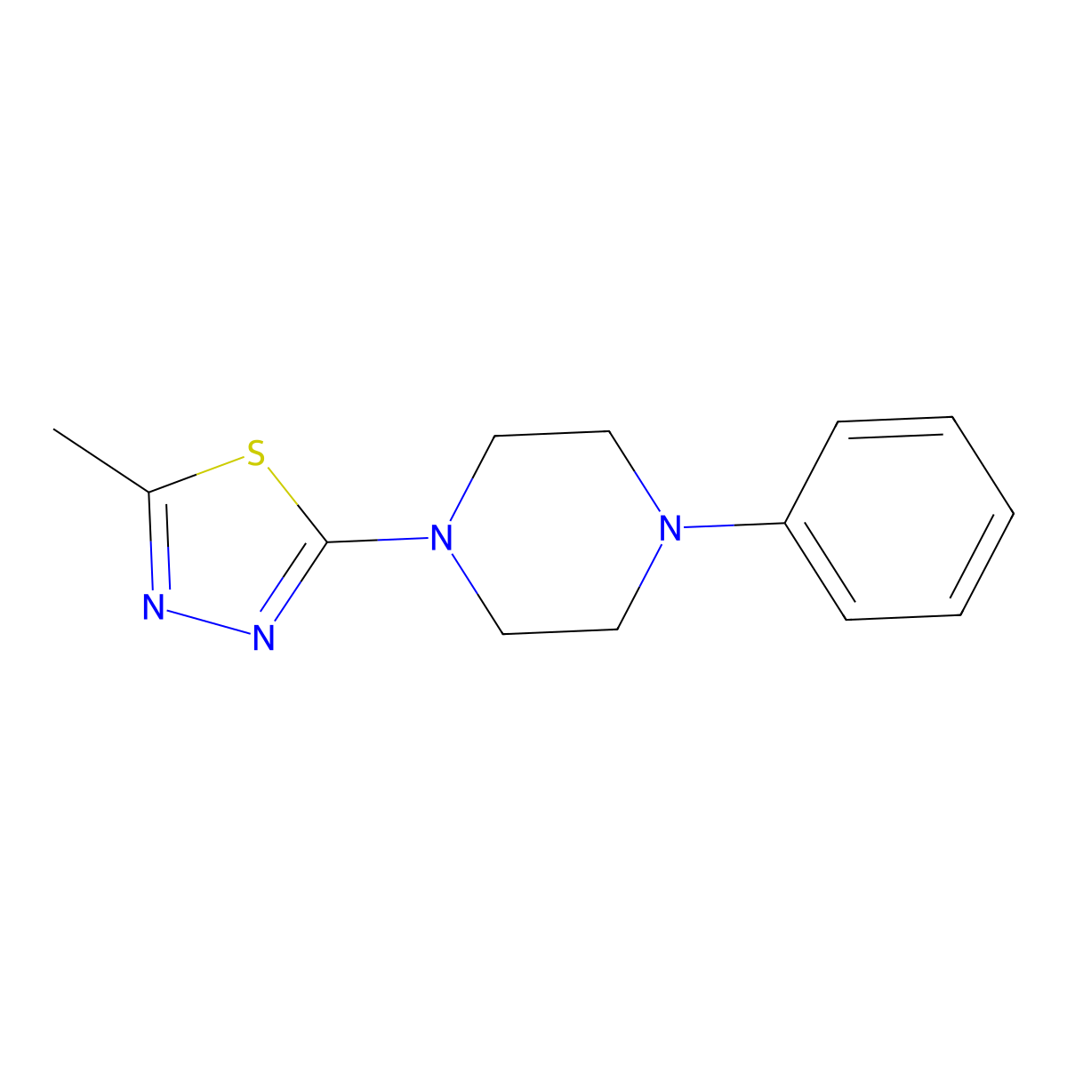 1-(5-Methyl-1,3,4-thiadiazol-2-yl)-4-phenylpiperazine molecular structure, CAS 2324587-68-8