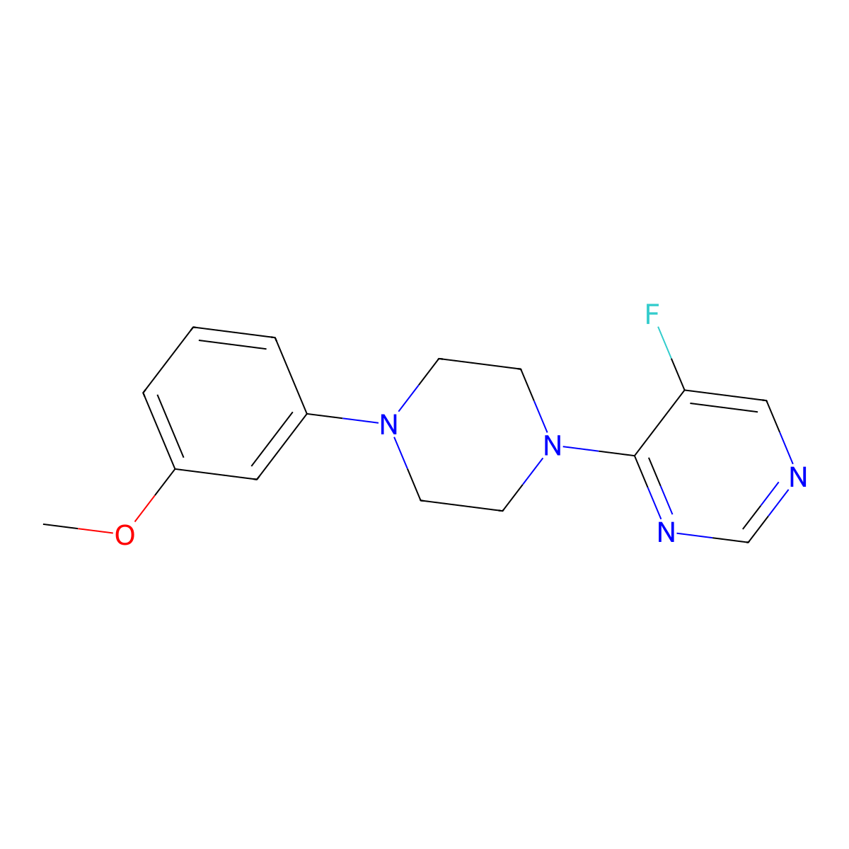 5-Fluoro-4-[4-(3-methoxyphenyl)piperazin-1-yl]pyrimidine molecular structure, CAS 2324587-86-0