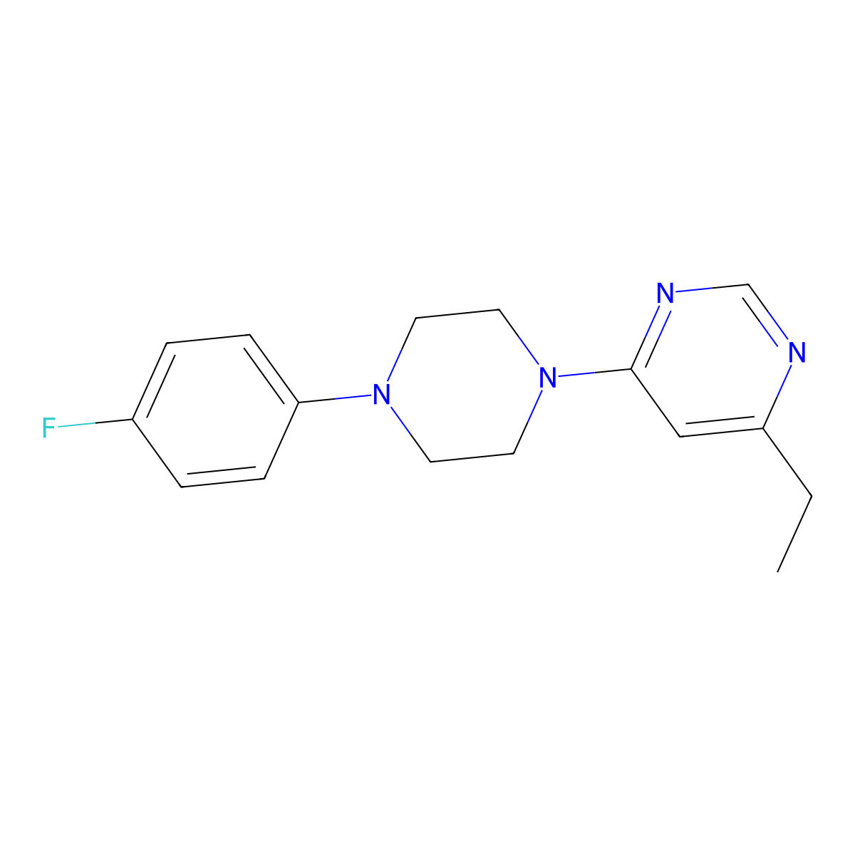 4-Ethyl-6-[4-(4-fluorophenyl)piperazin-1-yl]pyrimidine molecular structure, CAS 2324588-05-6