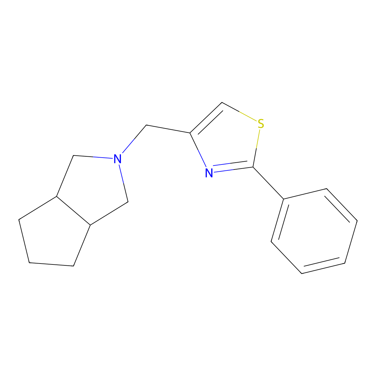 4-({Octahydrocyclopenta[c]pyrrol-2-yl}methyl)-2-phenyl-1,3-thiazole molecular structure, CAS 2324589-66-2