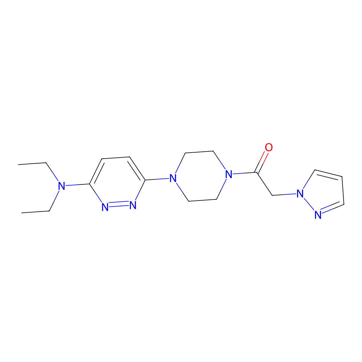 1-(4-(6-(diethylamino)pyridazin-3-yl)piperazin-1-yl)-2-(1H-pyrazol-1-yl)ethanone molecular structure, CAS 2324599-08-6