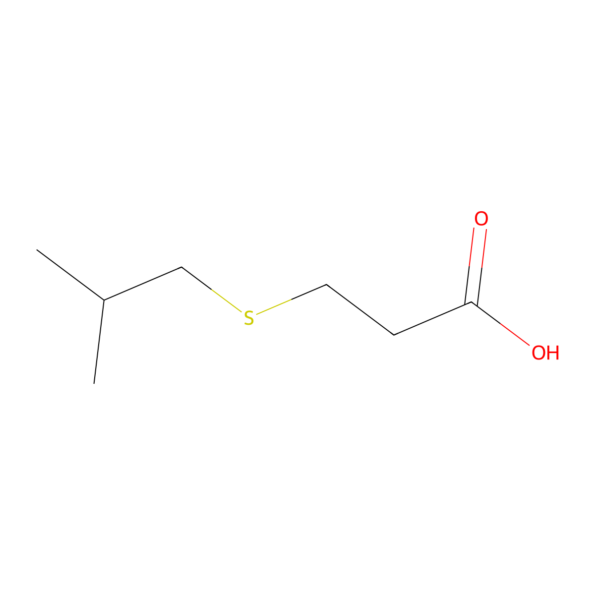 3-[(2-Methylpropyl)sulfanyl]propanoic acid molecular structure, CAS 23246-19-7