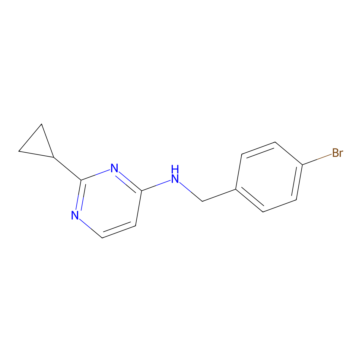 N-[(4-bromophenyl)methyl]-2-cyclopropylpyrimidin-4-amine molecular structure, CAS 2324601-46-7