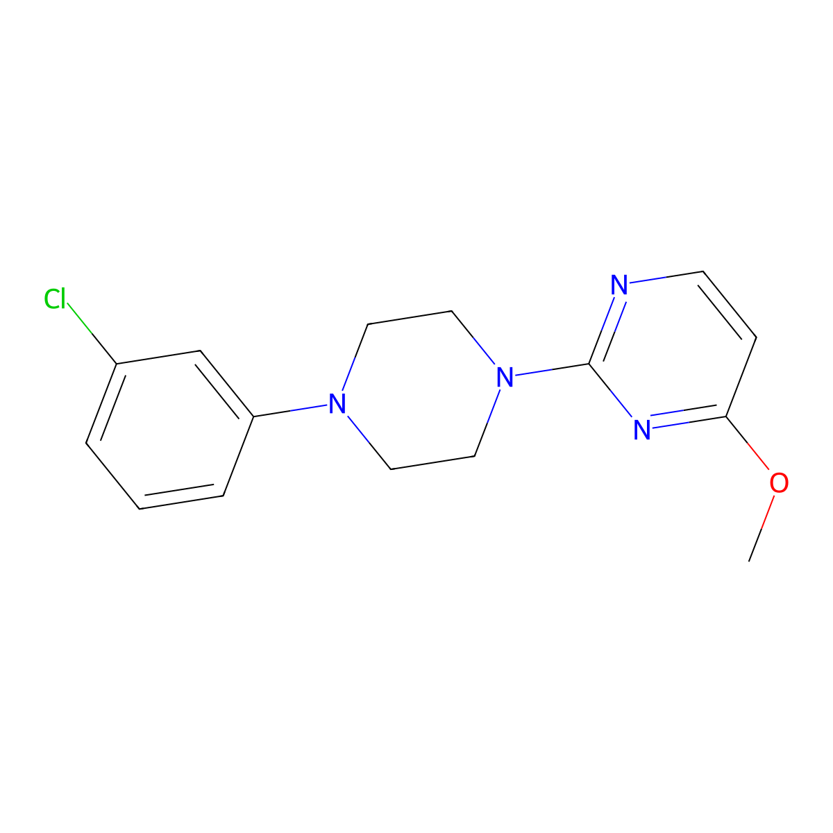 2-[4-(3-Chlorophenyl)piperazin-1-yl]-4-methoxypyrimidine molecular structure, CAS 2324611-72-3