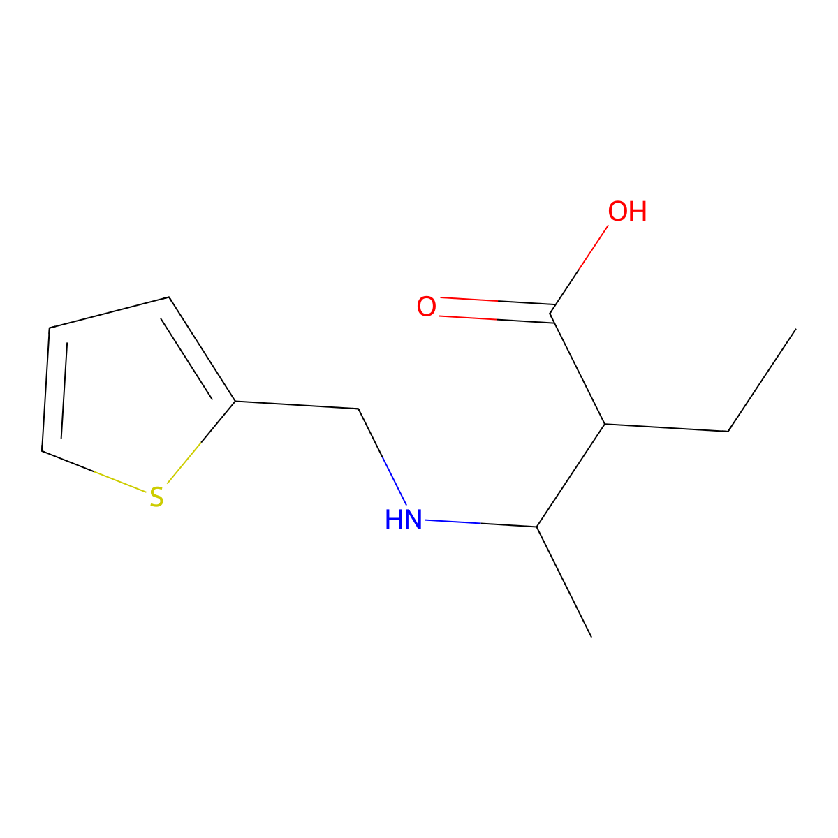 2-Ethyl-3-{[(thiophen-2-yl)methyl]amino}butanoic acid molecular structure, CAS 2324615-67-8