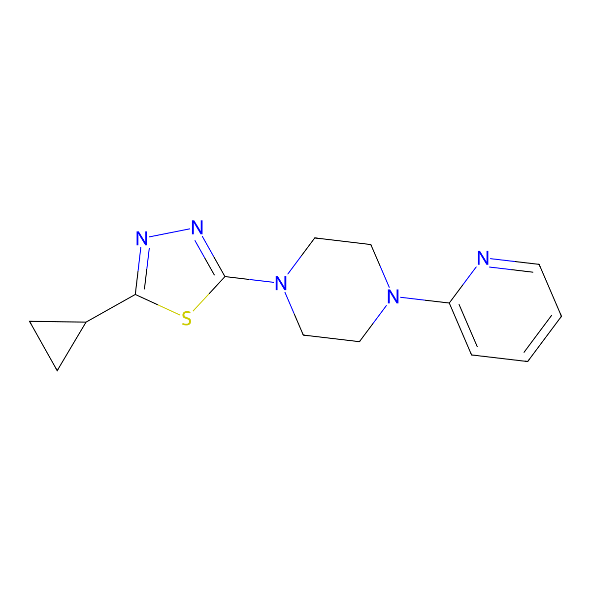 1-(5-Cyclopropyl-1,3,4-thiadiazol-2-yl)-4-(pyridin-2-yl)piperazine molecular structure, CAS 2324620-39-3