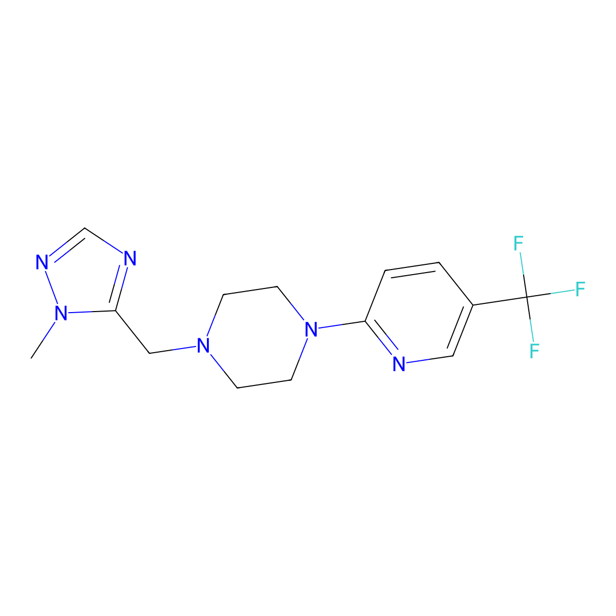 1-[(1-methyl-1H-1,2,4-triazol-5-yl)methyl]-4-[5-(trifluoromethyl)pyridin-2-yl]piperazine molecular structure, CAS 2324620-43-9