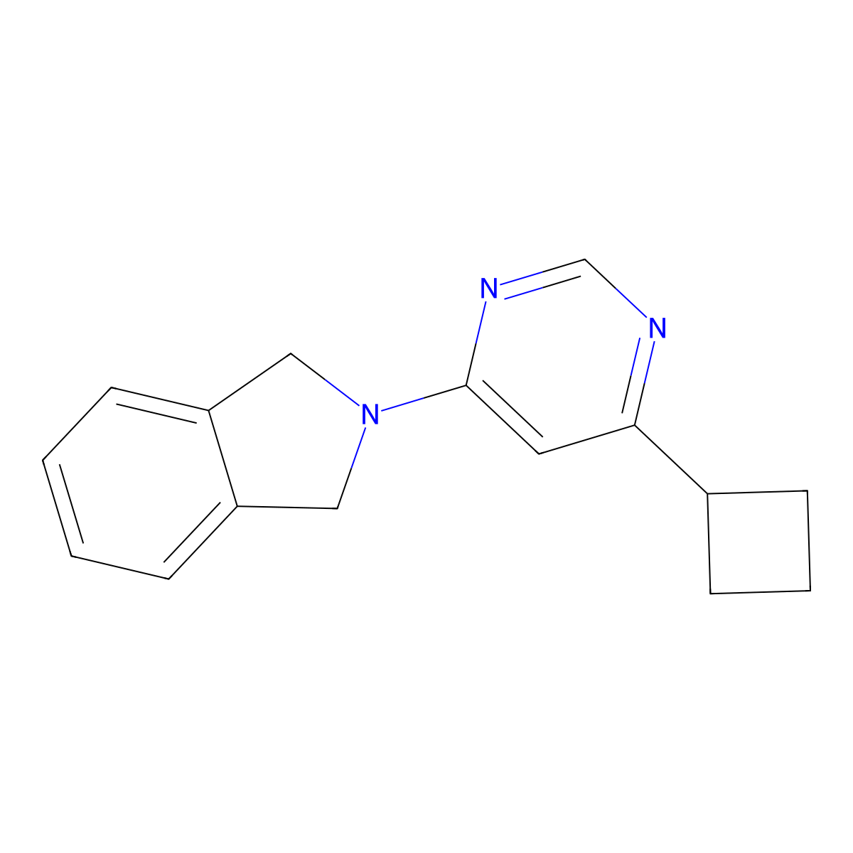 2-(6-cyclobutylpyrimidin-4-yl)-2,3-dihydro-1H-isoindole molecular structure, CAS 2324621-21-6