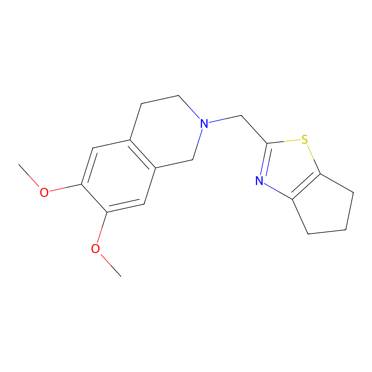 2-({4H,5H,6H-cyclopenta[d][1,3]thiazol-2-yl}methyl)-6,7-dimethoxy-1,2,3,4-tetrahydroisoquinoline molecular structure, CAS 2324631-83-4
