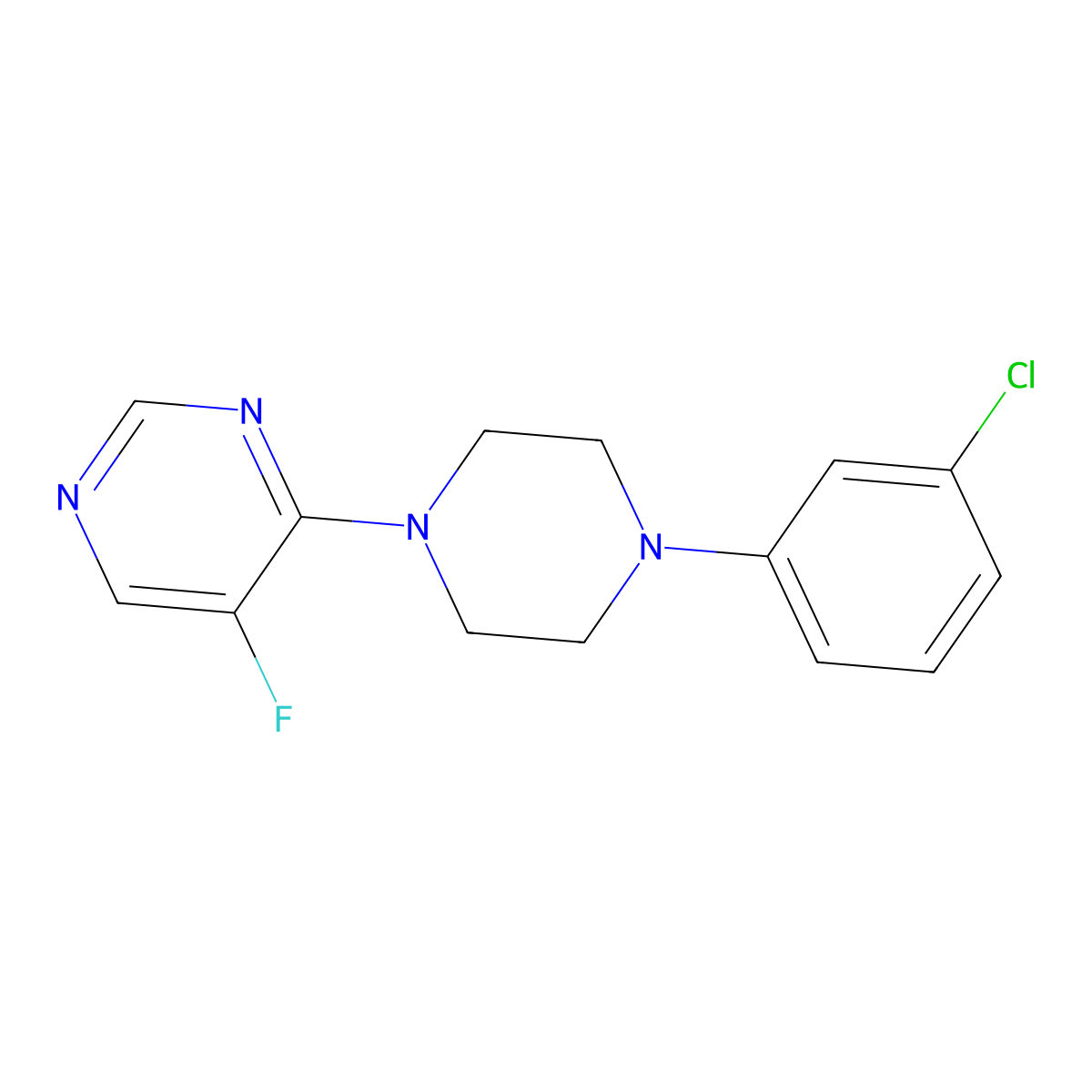 4-[4-(3-Chlorophenyl)piperazin-1-yl]-5-fluoropyrimidine molecular structure, CAS 2324633-12-5