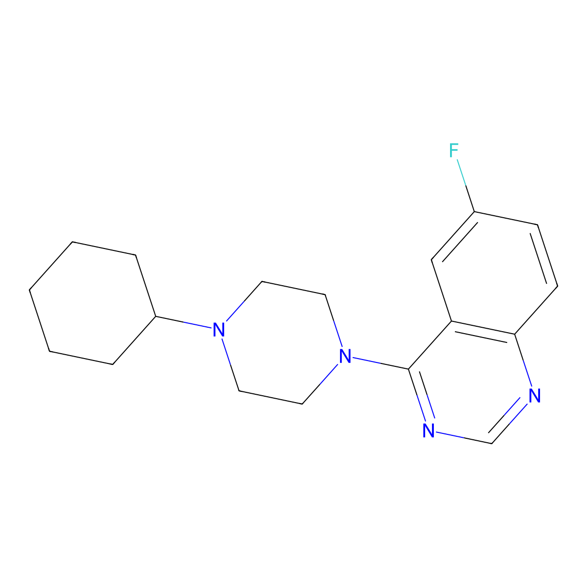 4-(4-Cyclohexylpiperazin-1-yl)-6-fluoroquinazoline molecular structure, CAS 2324633-54-5